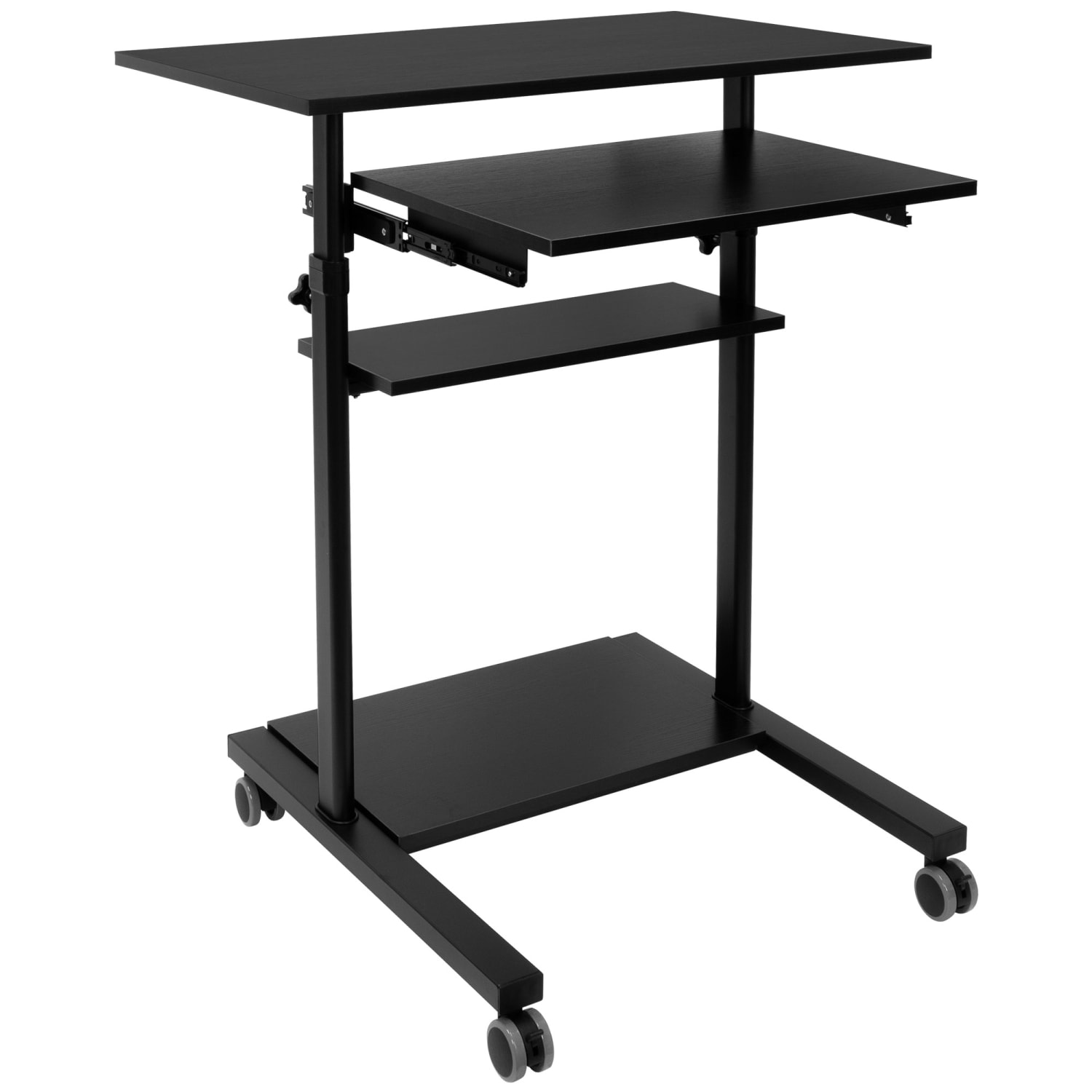 Mount-It! Mobile Standing Desk Workstation With Retractable Keyboard, 55inH x 32inW x 25-3/4inD, Black