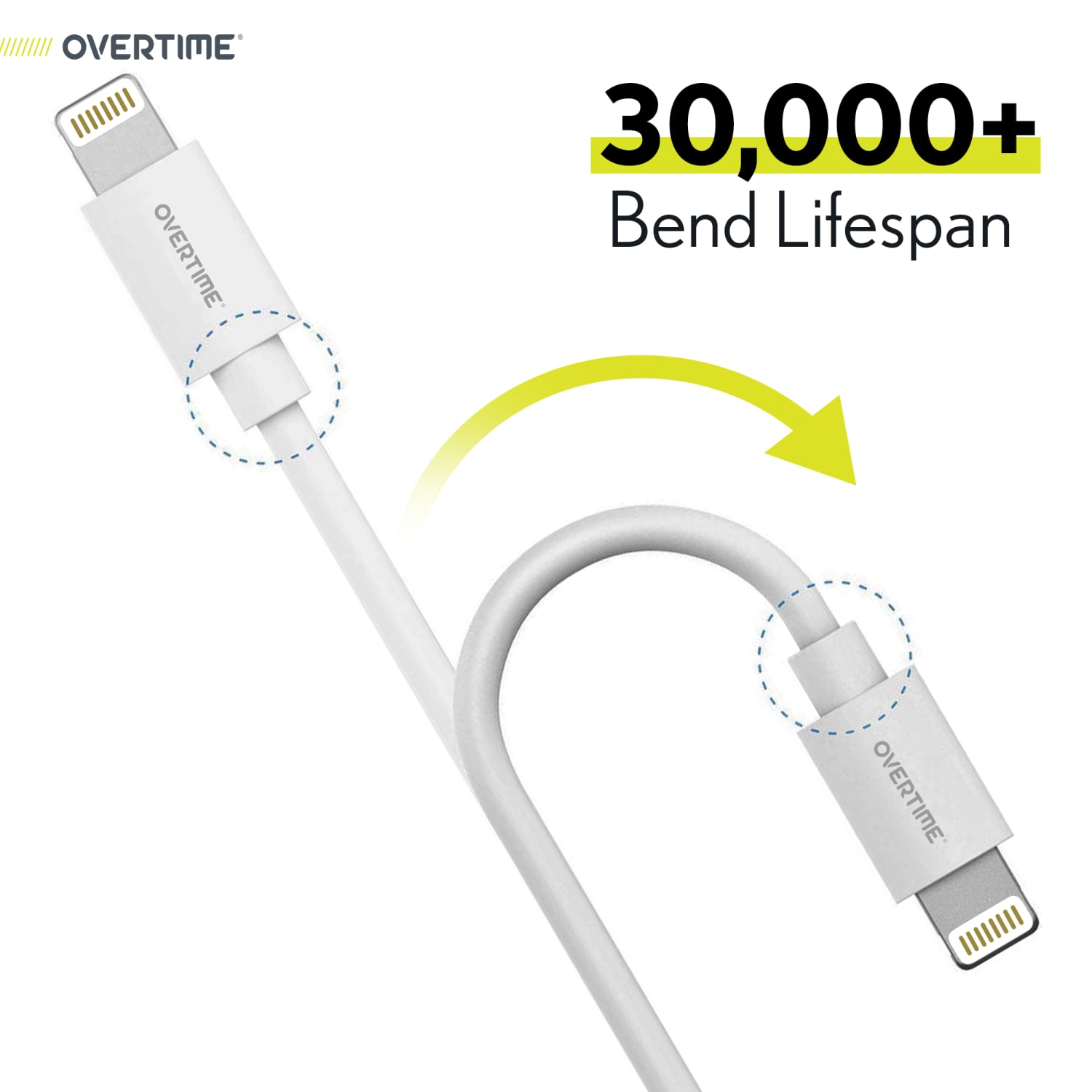 Overtime Dual-Port Wall Charger And 6ft Apple MFi Lightning Cable, White - Image 4