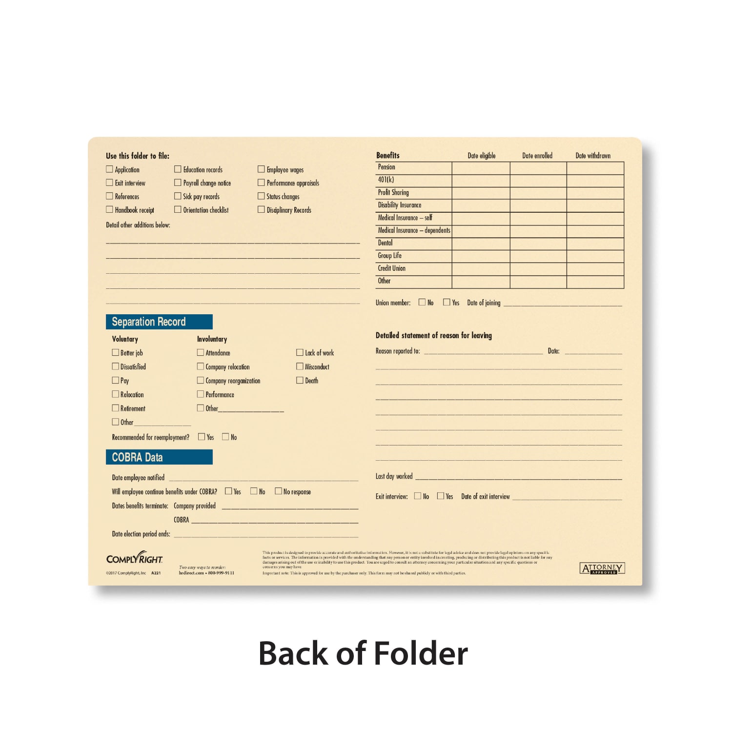 ComplyRight Confidential Personnel Files, 9 1/2in x 11 3/4in, Manila, Pack Of 25 - Image 3