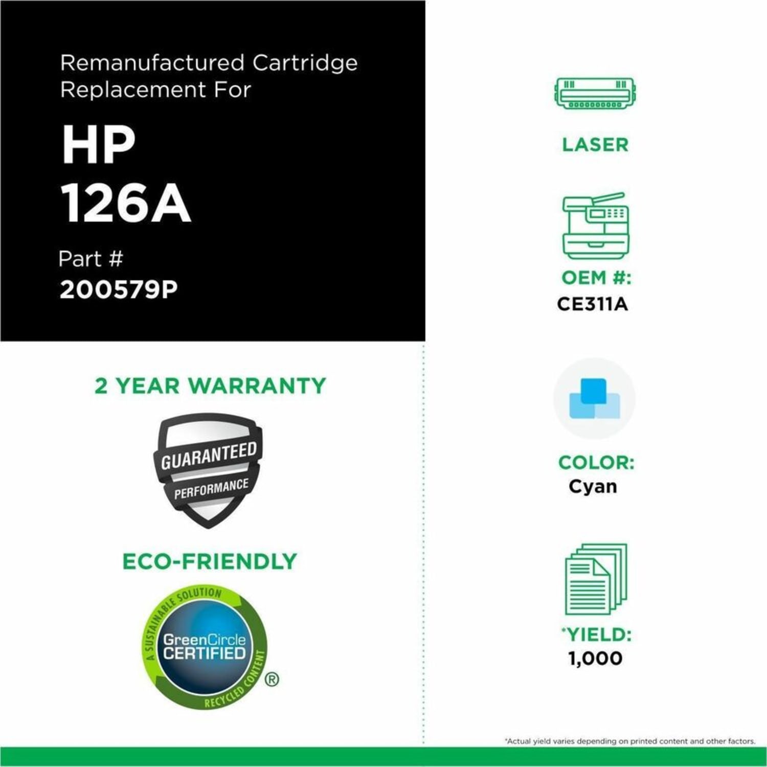 Office Depot Remanufactured Cyan Toner Cartridge Replacement for HP 126A, OD126AC - Image 5