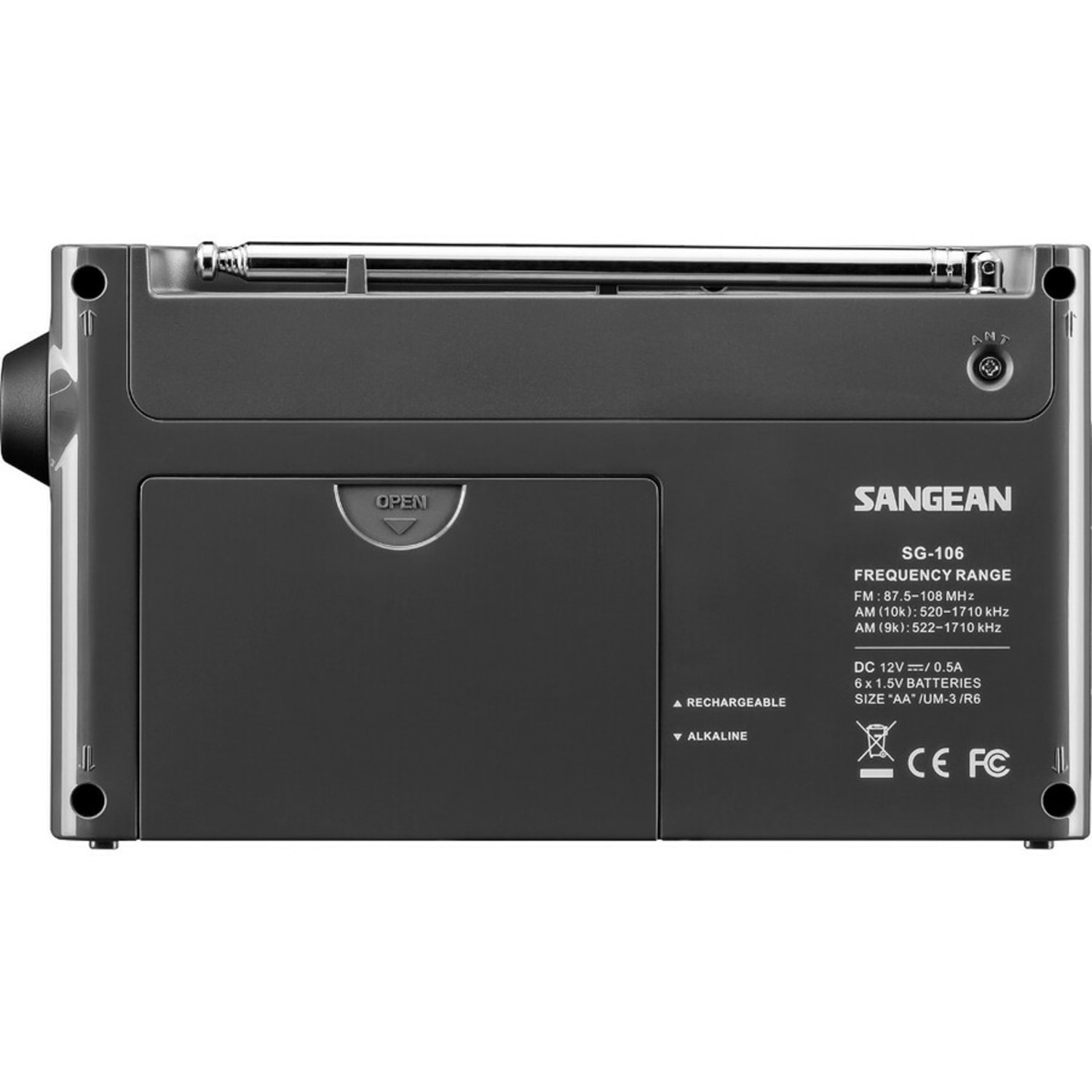 Sangean SG-106 FM / AM Compact Digital Tuning Portable Receiver - 5 x AM, 5 x FM - Headphone - 6 x AA - Alkaline - Portable - Image 5