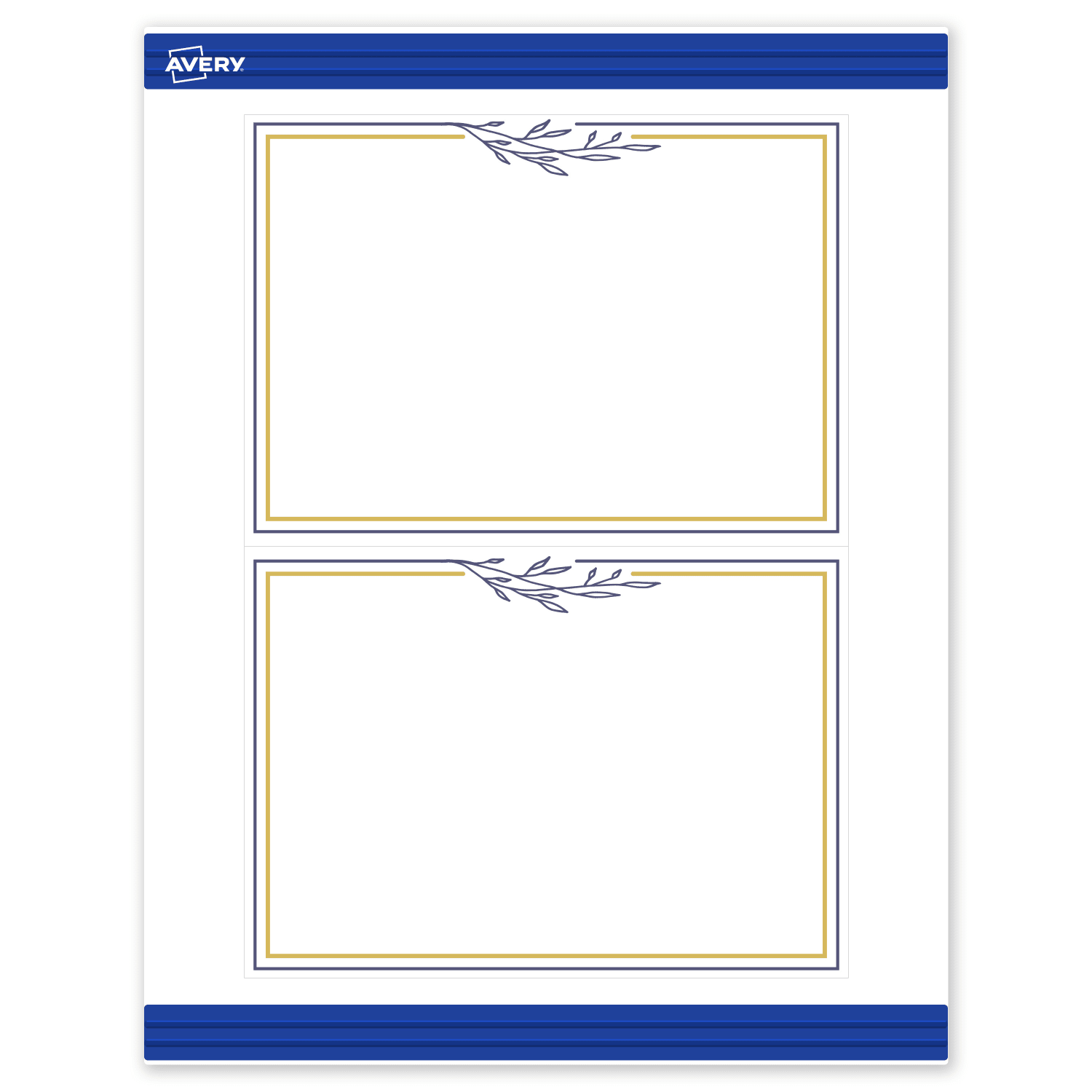 Avery Printable Invitation Cards With Sure Feed Technology, 5in x 7in, Matte White With Floral Gold/Navy Border, Pack Of 20 - Image 3