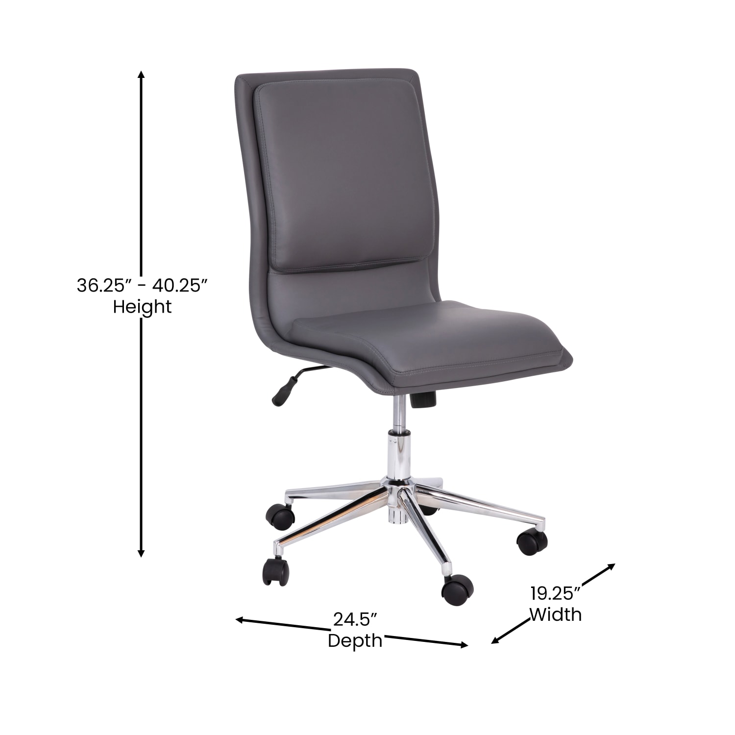 Flash Furniture Madigan Faux Leather MidBack Armless Swivel Task Office Chair Gray PopularChairscom Flash Furniture Madigan Faux Leather Mid Back Armless Swivel Task Office Chair Gray PopularChairscom