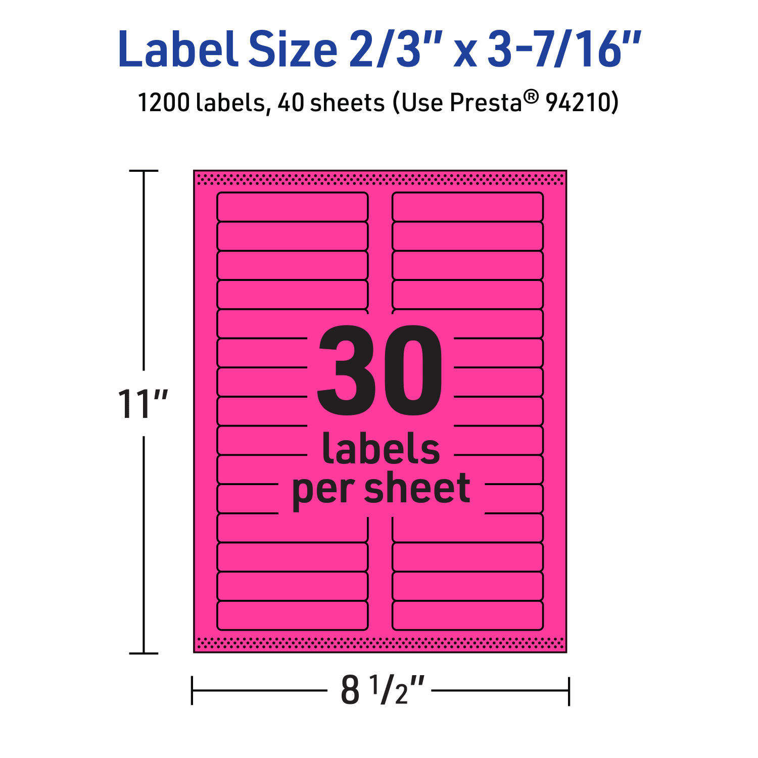 Avery Printable Labels With Sure Feed Technology, 94210-NMP40, Rectangle, 2/3in x 3-7/16in, Matte Neon Magenta, Pack of 1200 - Image 6