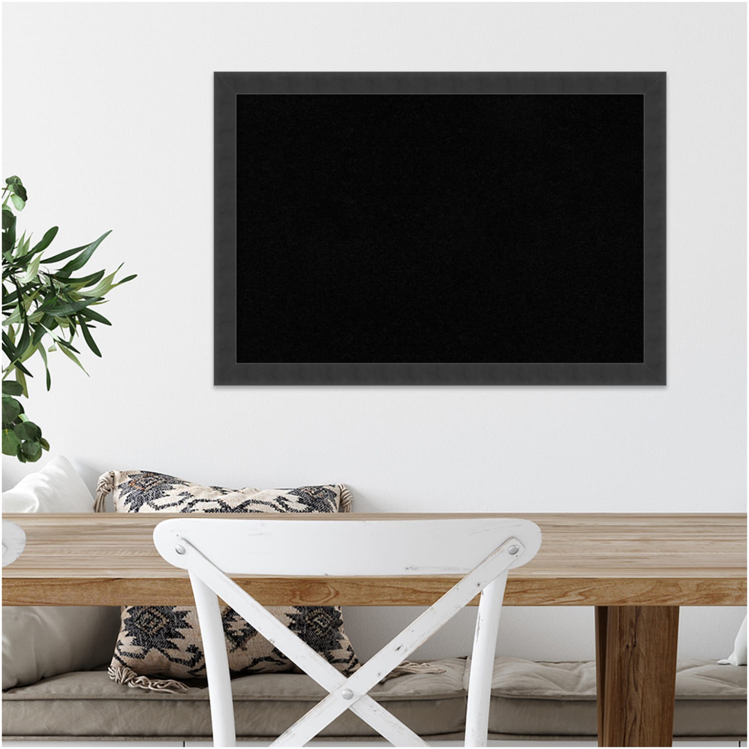 Amanti Art Mezzanotte Non-Magnetic Cork Bulletin Board, 26in x 18in, Black Wood Frame - Image 5