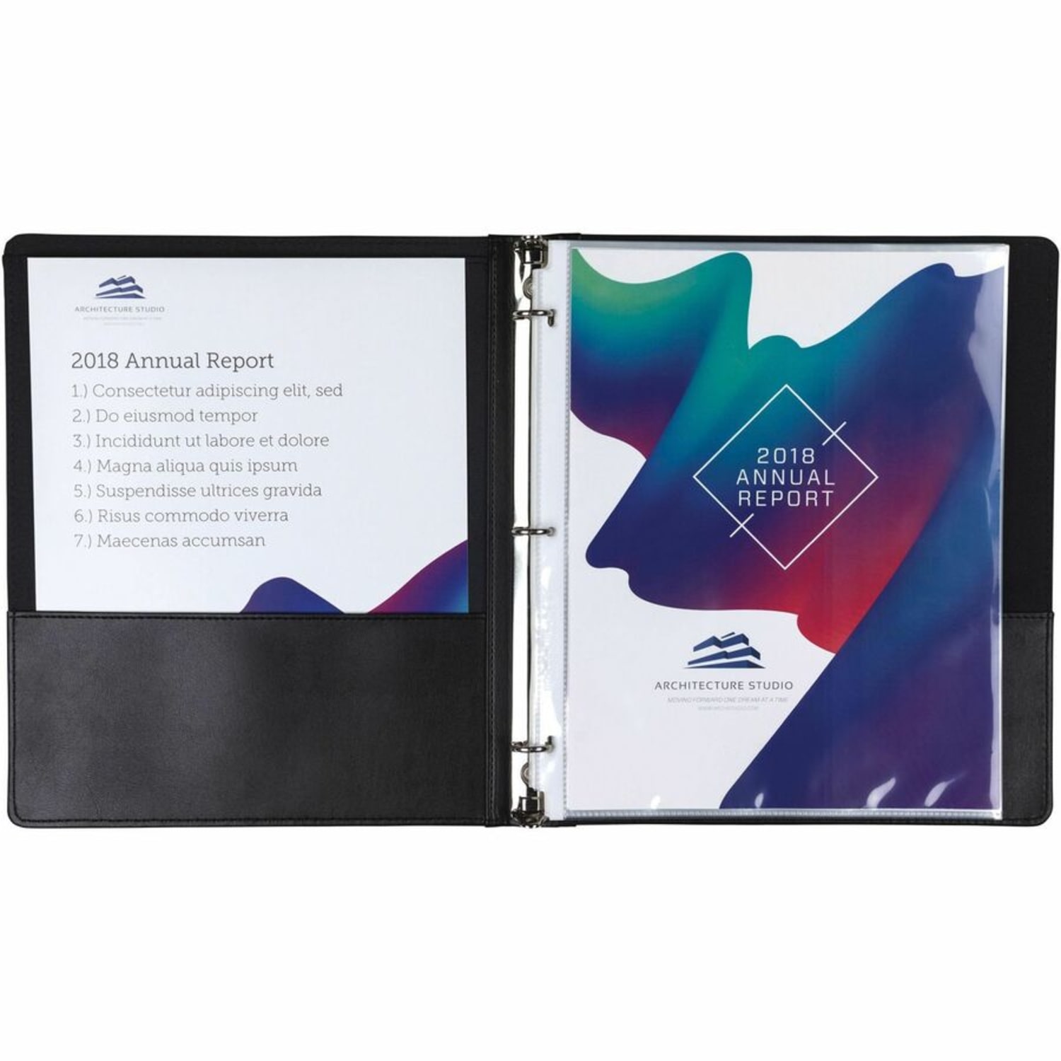 Samsill Contrast Stitch Bonded Leather Ring Binder, 1in Ring, 8 1/2in x 11in, Black - Image 3