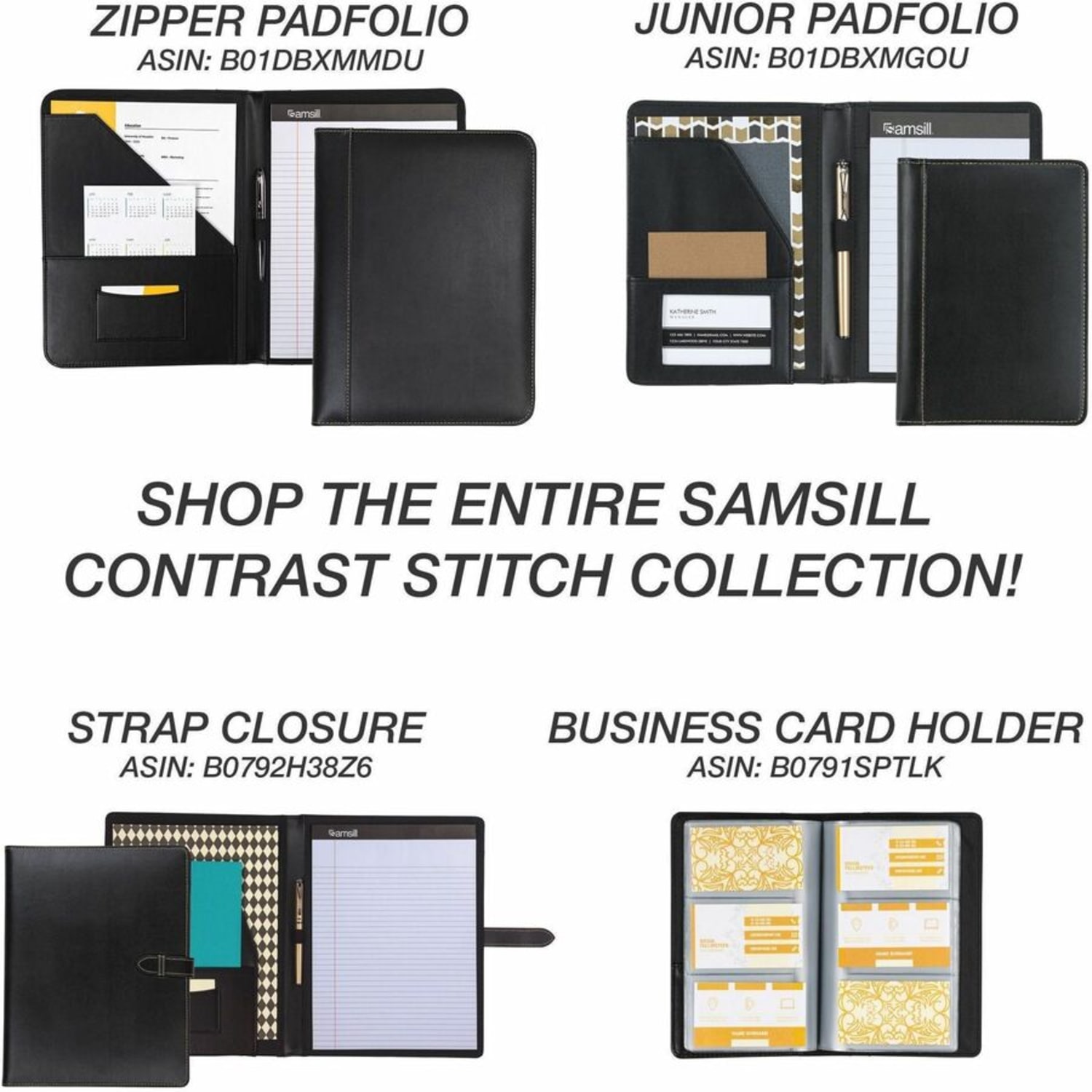 Samsill Contrast Stitch Bonded Leather Ring Binder, 1in Ring, 8 1/2in x 11in, Black - Image 4