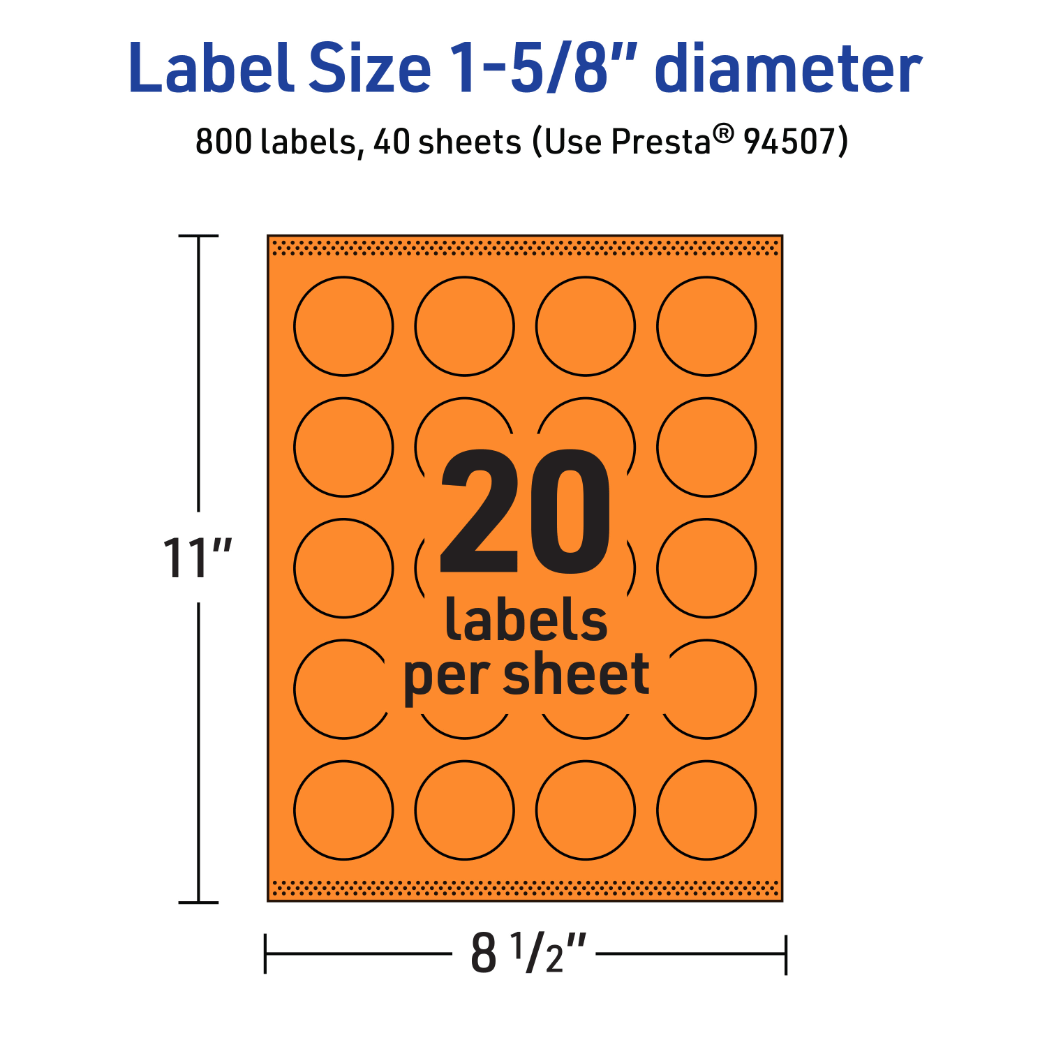 Avery Print-To-The-Edge Labels With Sure Feed Technology And Easy Peel Label Feature, 94507-BOP40, Round, 1-5/8in, Matte Bright Orange, Pack of 800 - Image 6