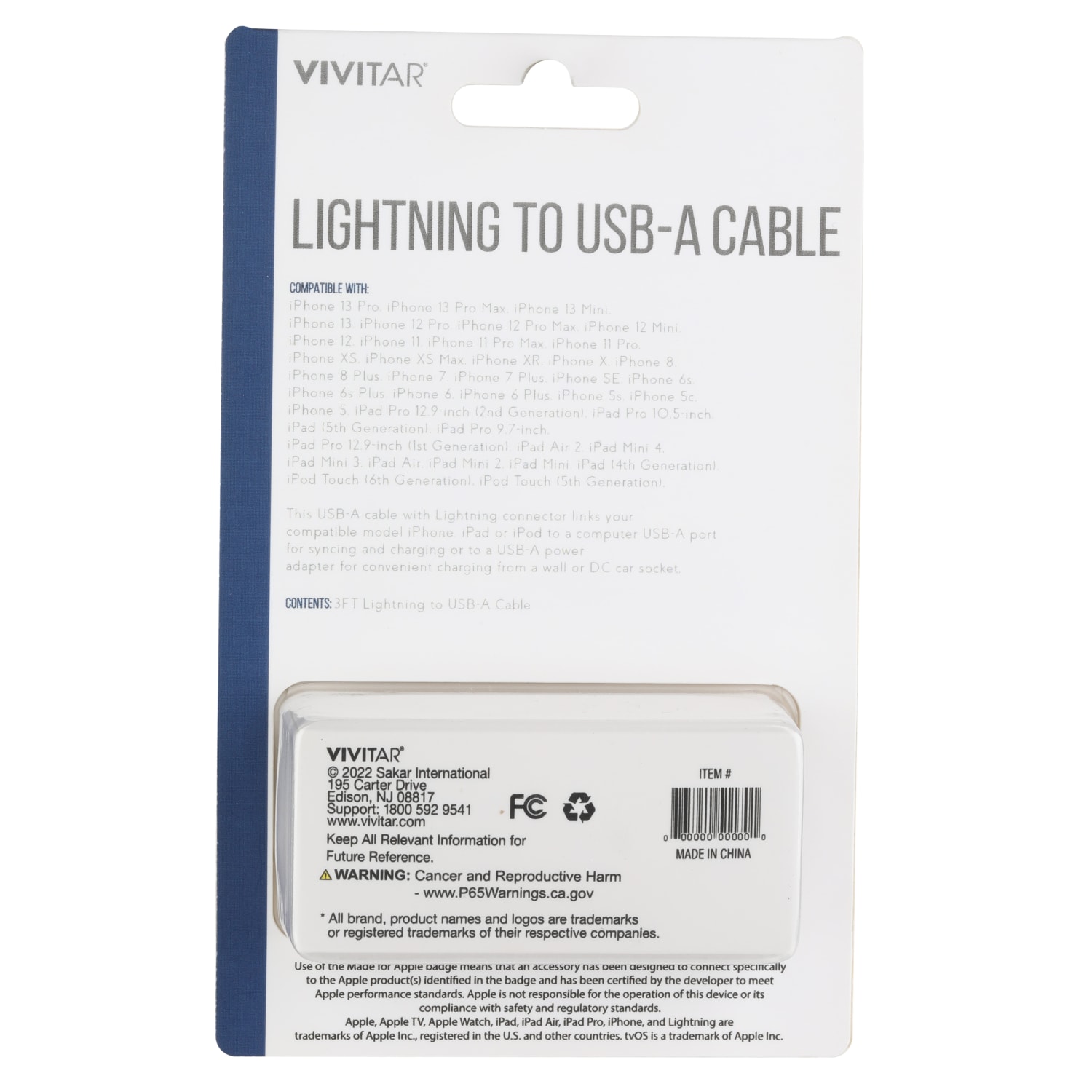 Vivitar Lightning To USB-A Cable, 3ft, Gray, NIL1003 - Image 3