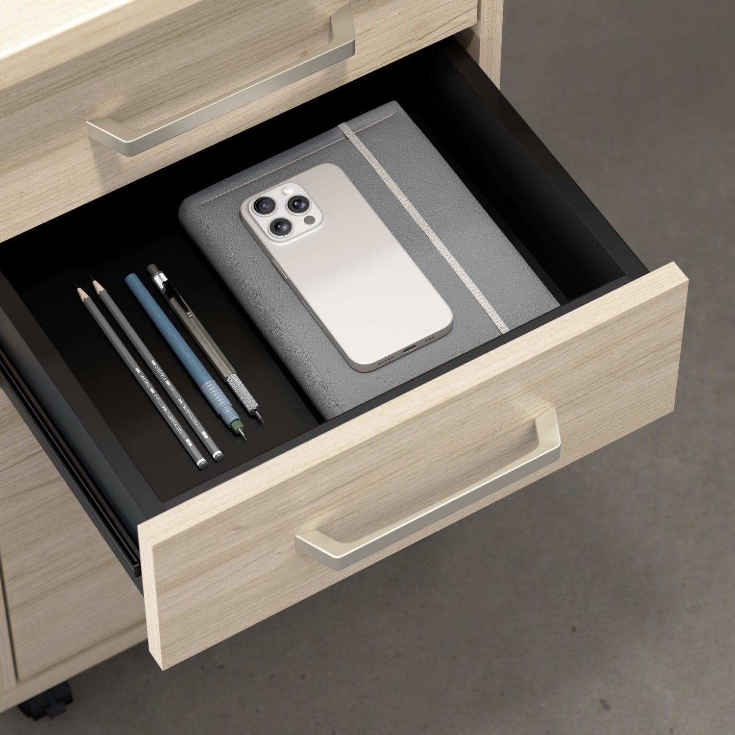 Bush Business Furniture Vista 16inW 3 Drawer Mobile File Cabinet, Natural Elm, Standard Delivery - Image 6