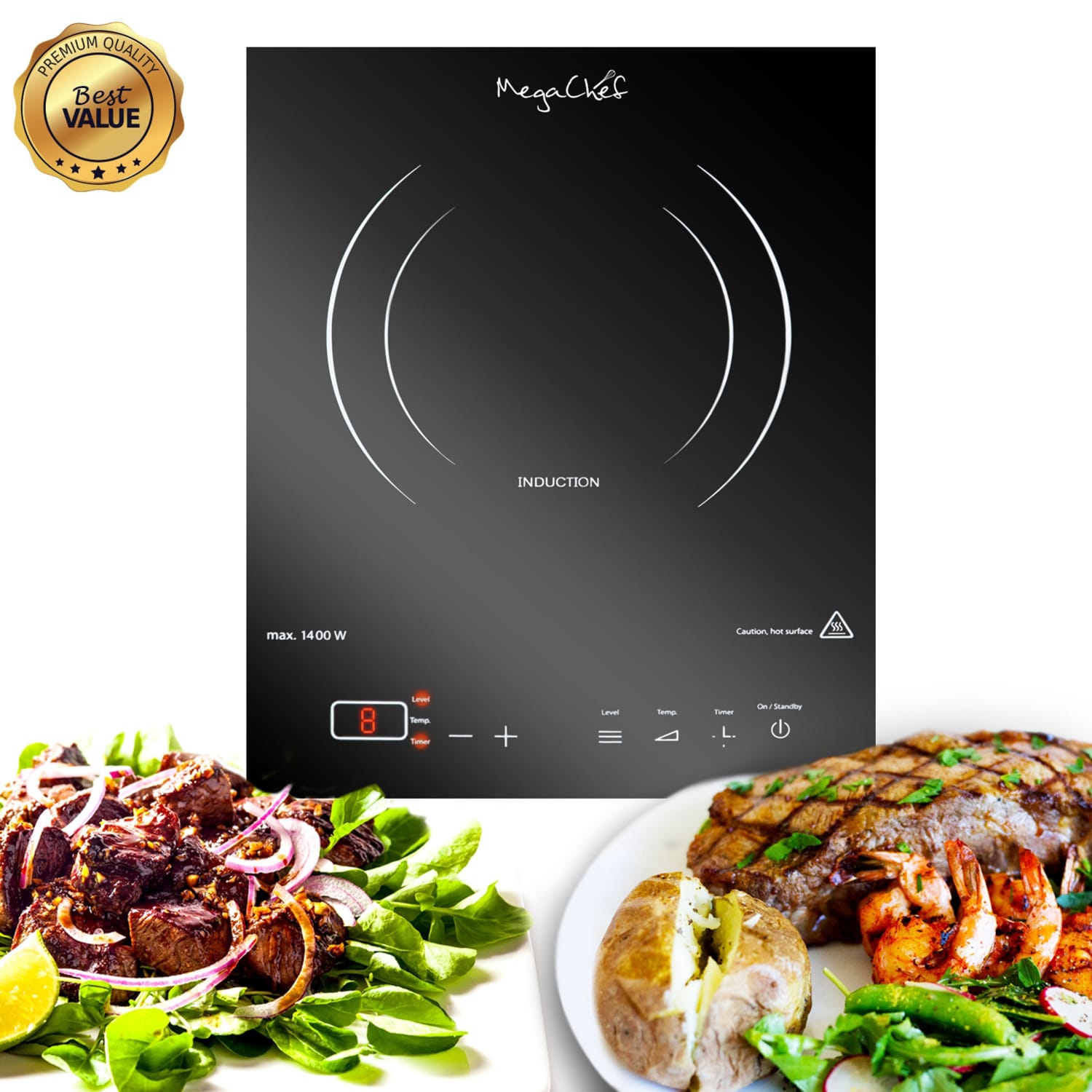 MegaChef Portable Single Induction Counter-Top Cook Top, Black - Image 4