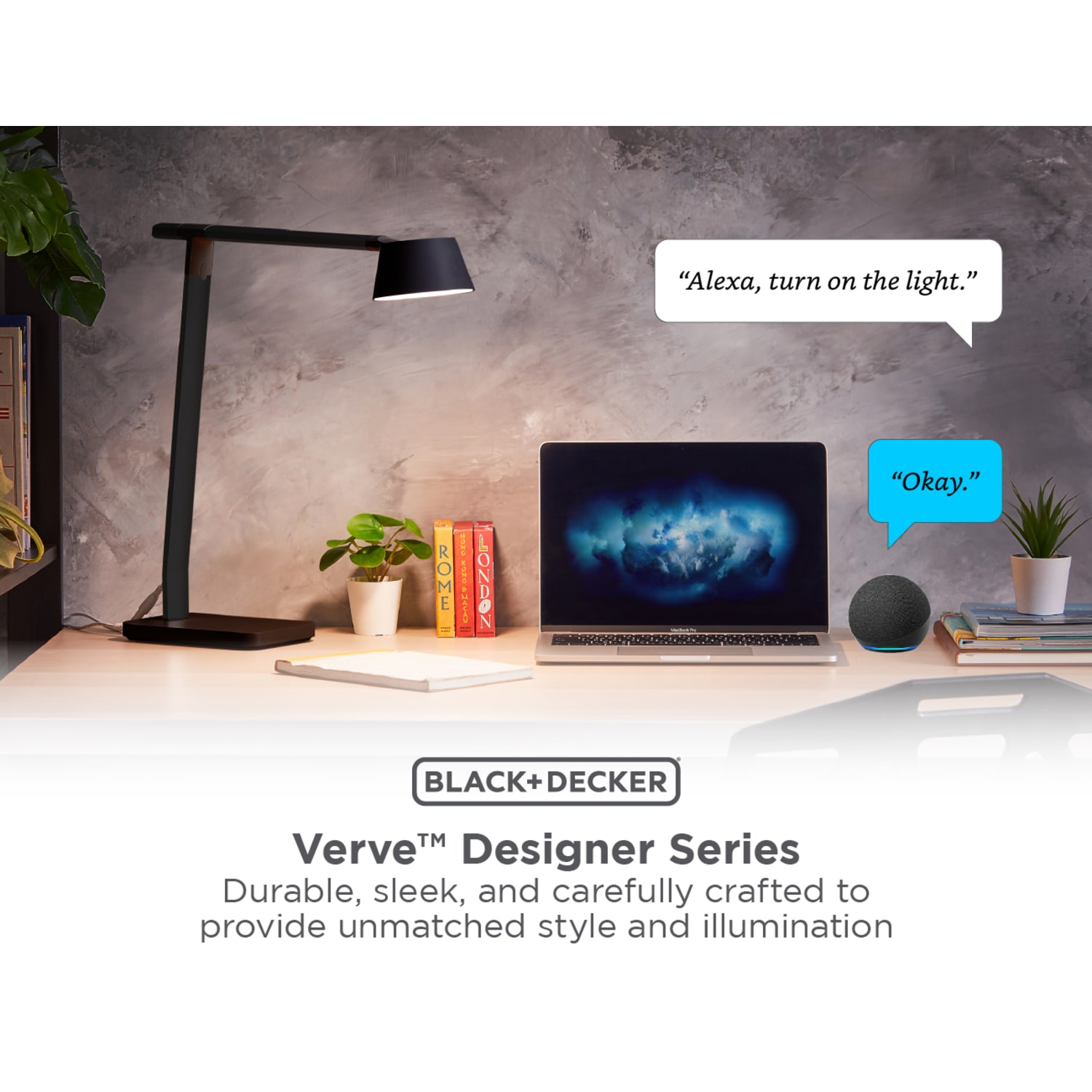 Black+Decker Verve Designer Series Smart LED Desk Lamp With Wireless Charging, 17-3/8inH, Black - Image 3