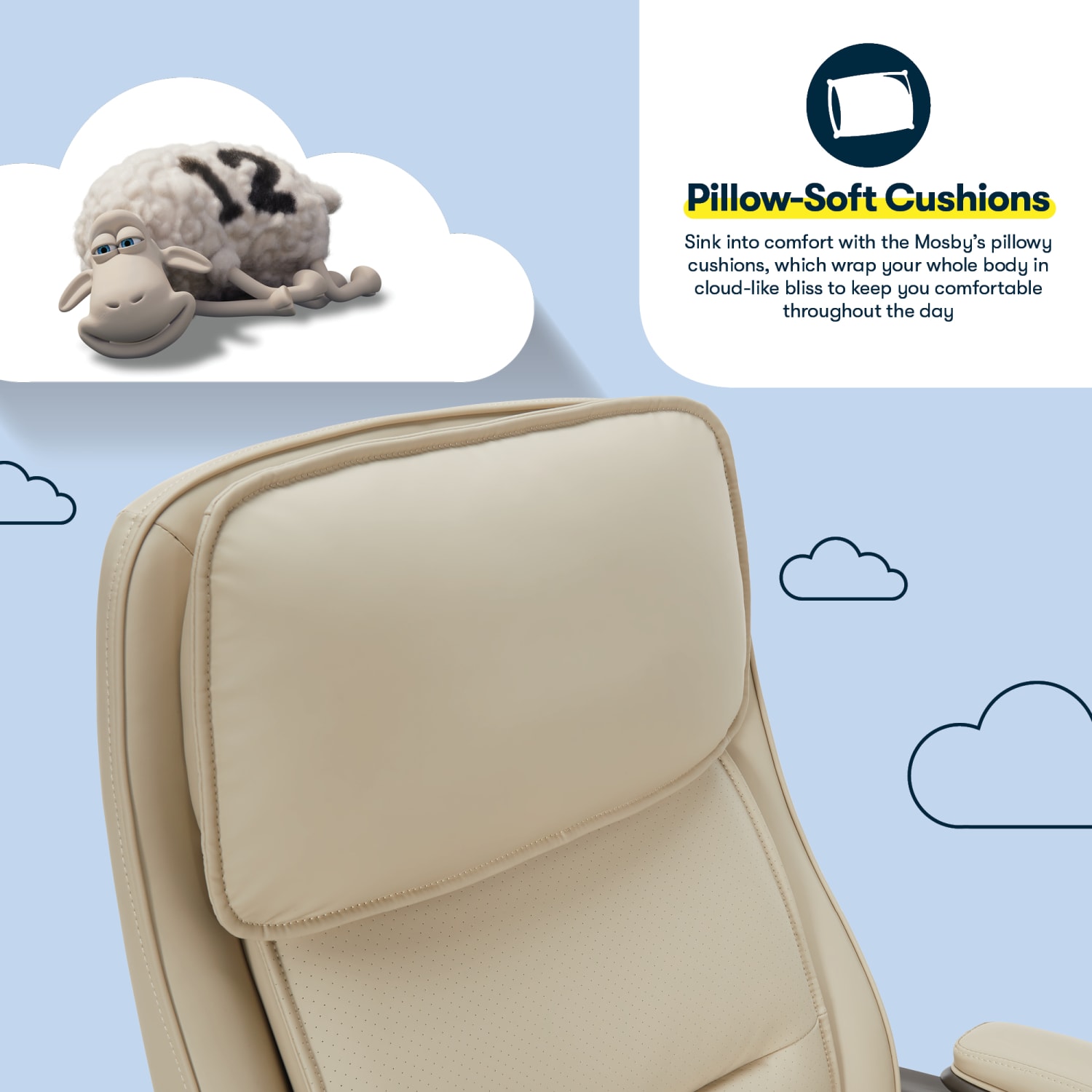Serta® SmartLayers™ Mosby Ergonomic Vegan Leather High-Back Executive Office Chair, Cream - Image 11