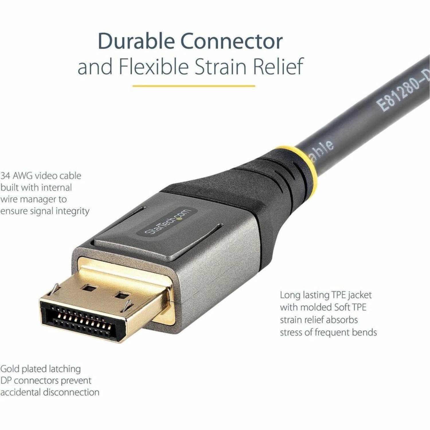 StarTech.com 3ft (1m) VESA Certified DisplayPort 1.4 Cable, 8K 60Hz HDR10, UHD 4K 120Hz Video, DP to DP Monitor Cord, DP 1.4 Cable, M/M - DP14VMM1M - Image 4