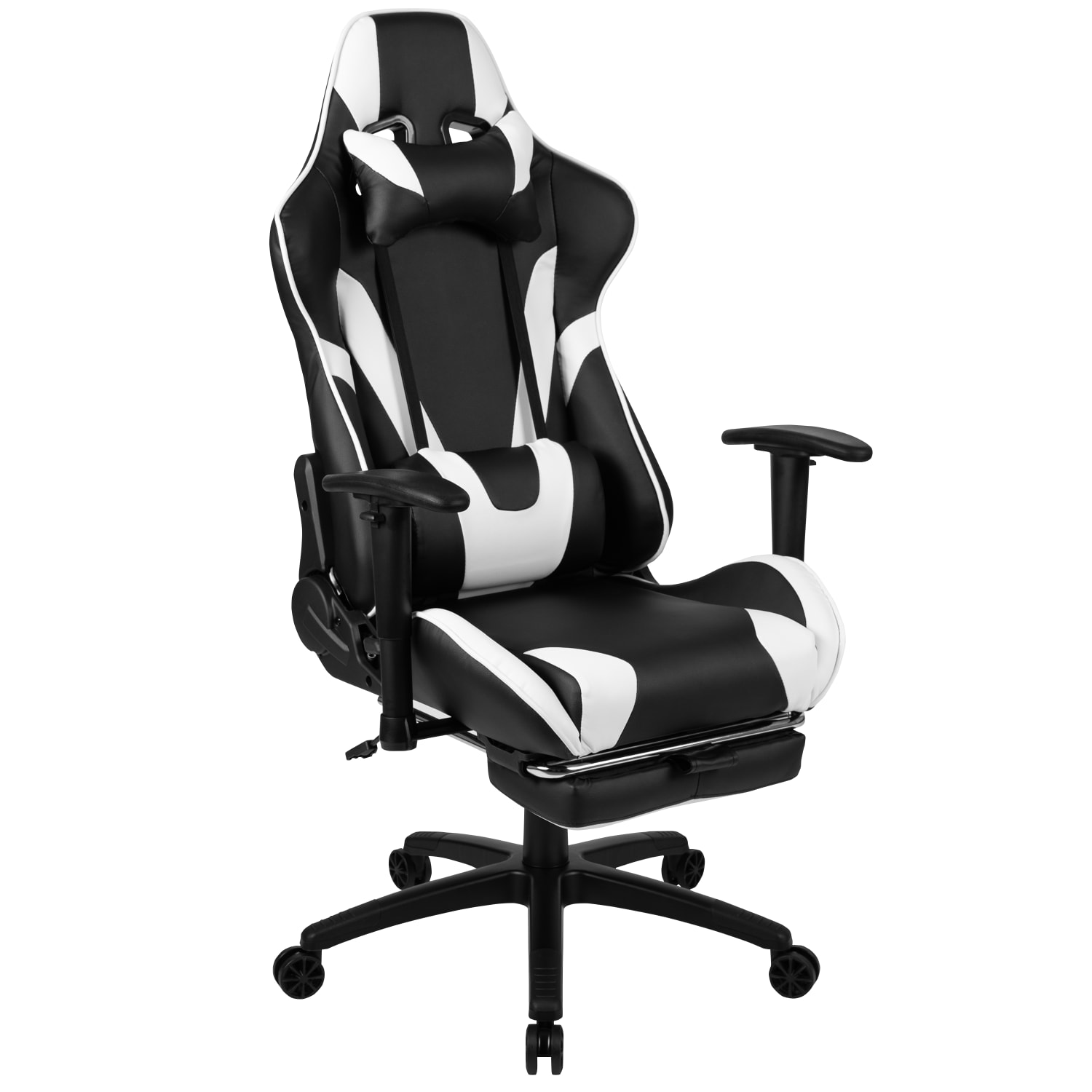 Flash Furniture X30 LeatherSoft Faux Leather Gaming Racing Chair WhiteBlack PopularChairscom