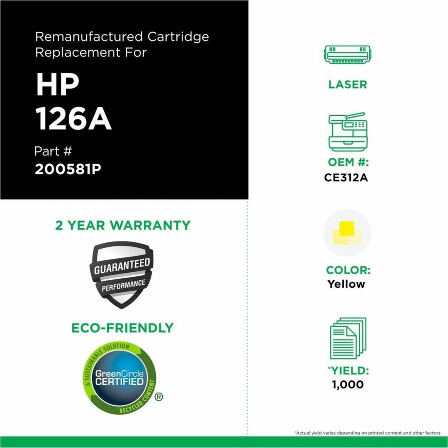 Office Depot Remanufactured Yellow Toner Cartridge Replacement for HP 126A, OD126AY - Image 5