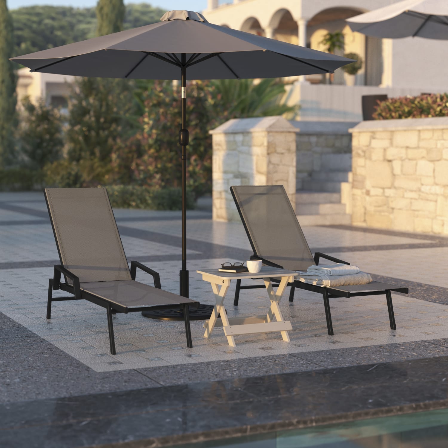 Flash Furniture Brazos Fabric Adjustable Chaise Lounge Chair With Arms BrownBlack PopularChairscom Flash Furniture Brazos Fabric Adjustable Chaise Lounge Chair With Arms BrownBlack PopularChairscom