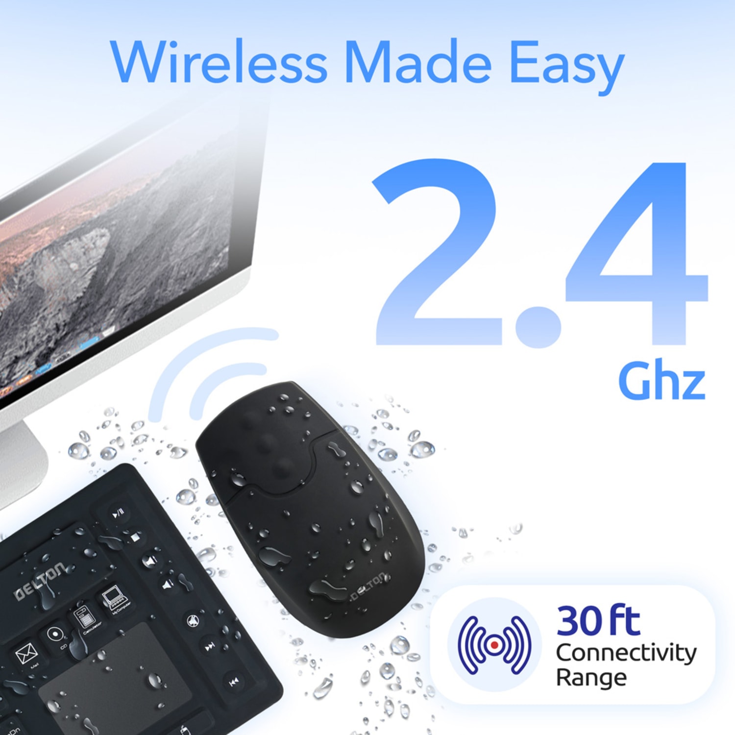 Delton M44 Medical-Grade Airtight Waterproof Silicone Wireless Computer Mouse, Black, Total Qty 1 - Image 6