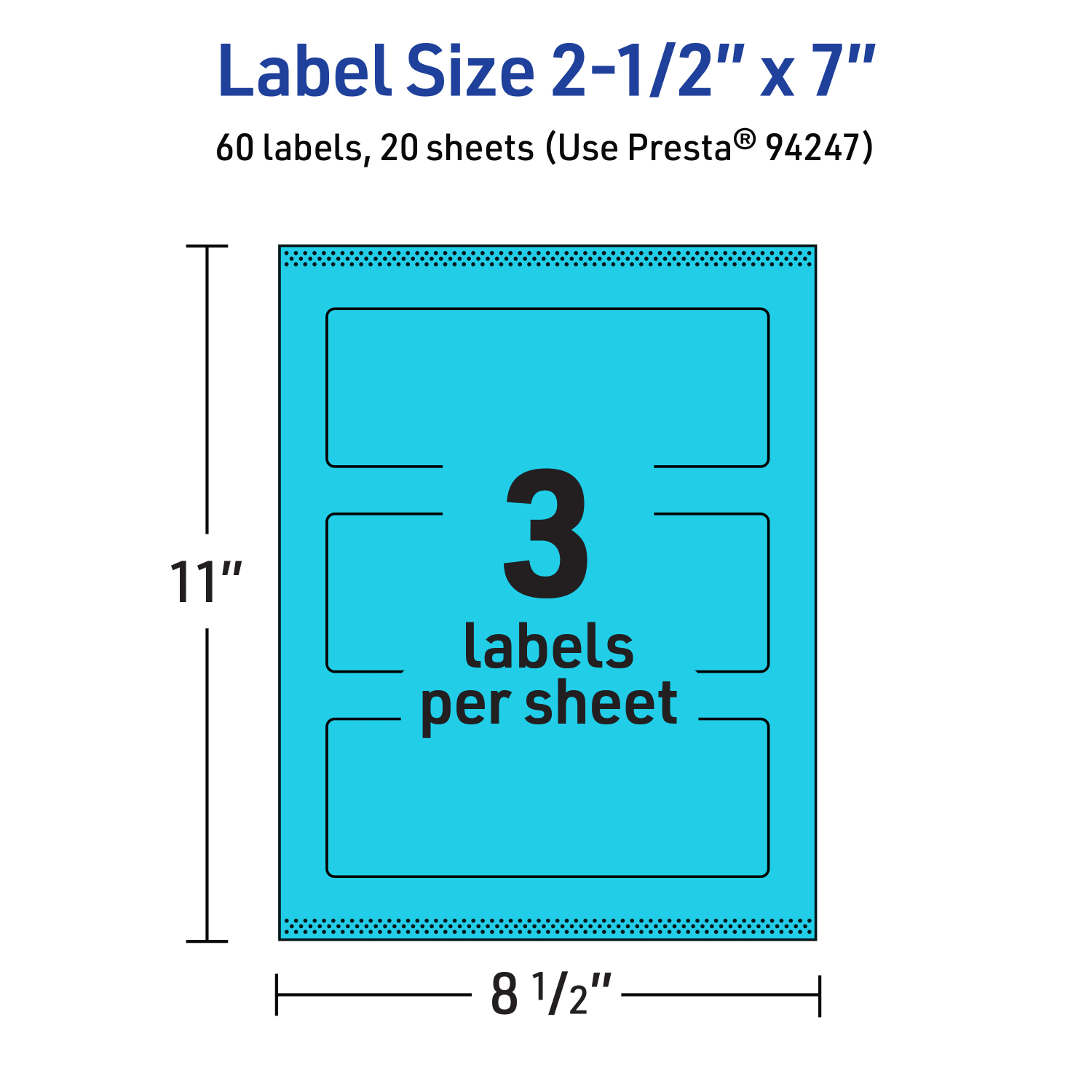 Avery Print-To-The-Edge Labels With Sure Feed Technology, 94247-BBP20, Rectangle, 2-1/2in x 7in, Matte Bright Blue, Pack of 60 - Image 6