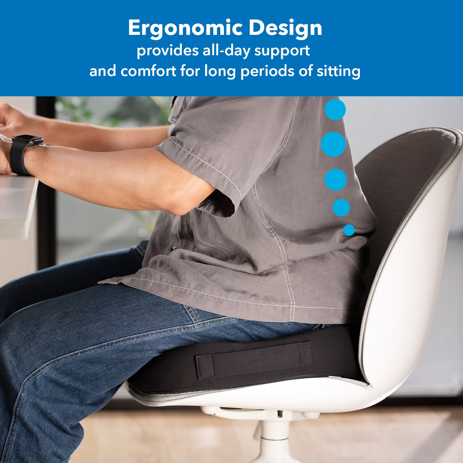 Mount it Ergo Collection Ergonomic Seat Cushion 3 316inH x 14 716inW x 18 12inD Black PopularChairscom