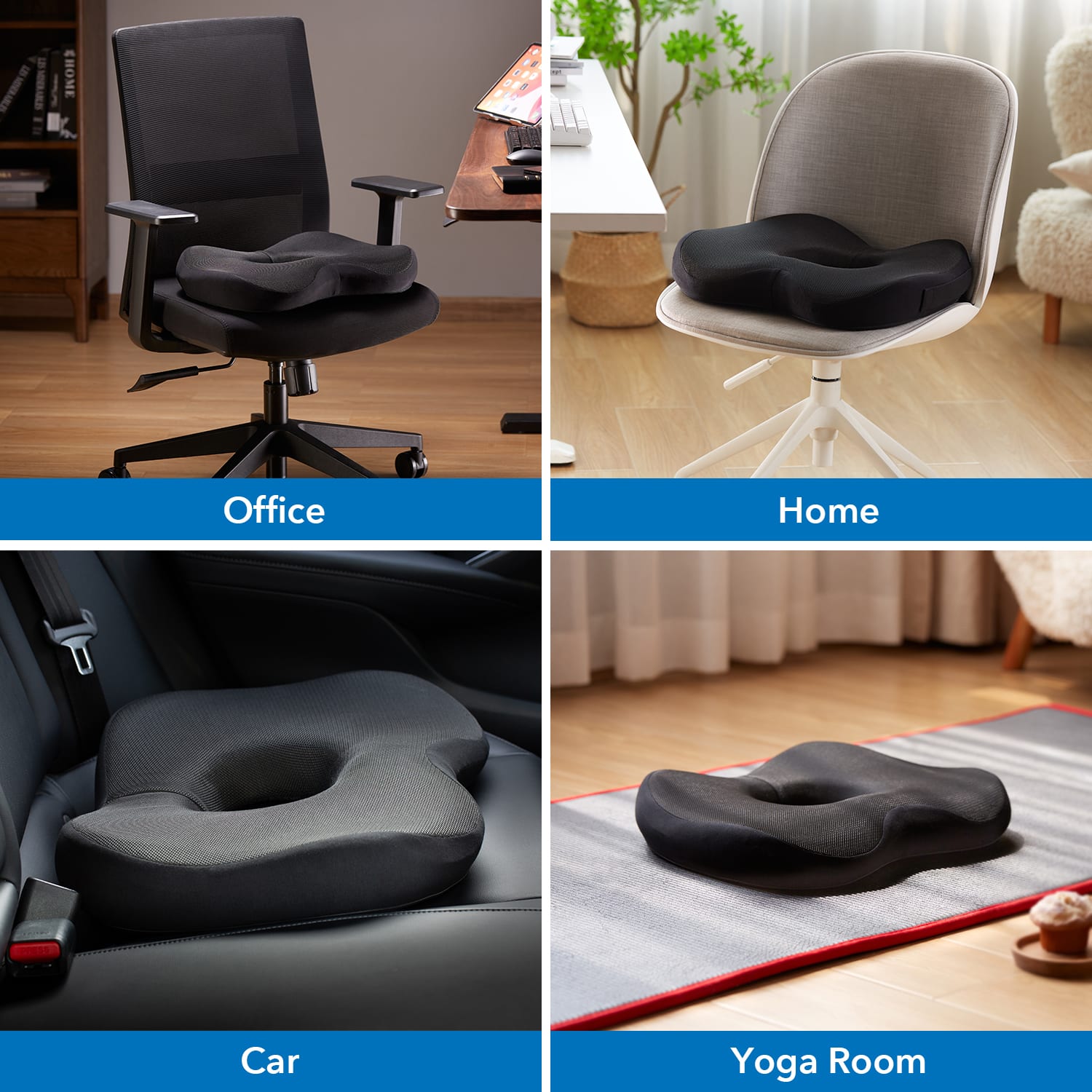 Mount it Ergo Collection Ergonomic Seat Cushion 3 316inH x 14 716inW x 18 12inD Black PopularChairscom