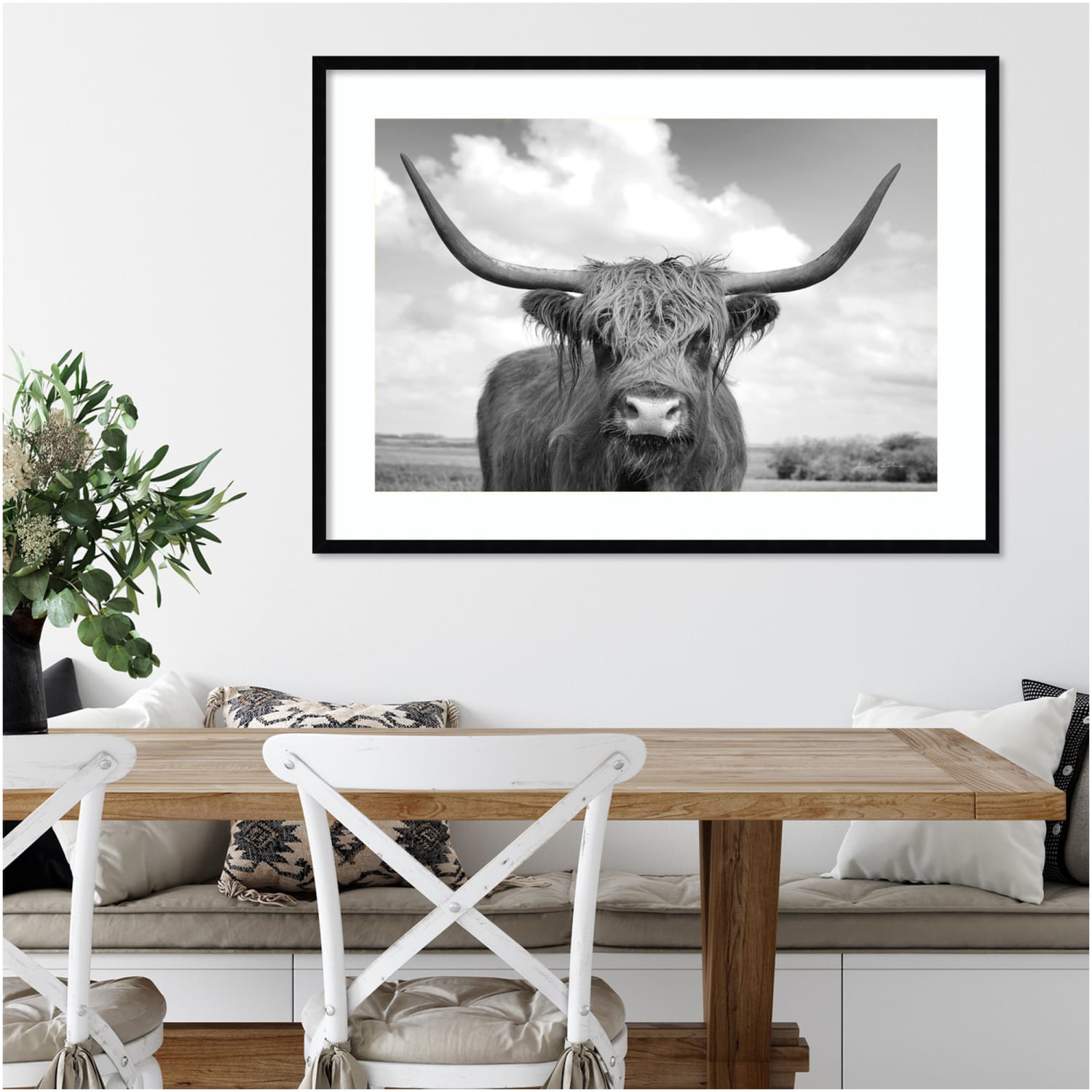 Amanti Art Highland Cow On the Ranch by Andre Eichman Wood Framed Wall Art Print, 30inH x 41inW, Black - Image 3