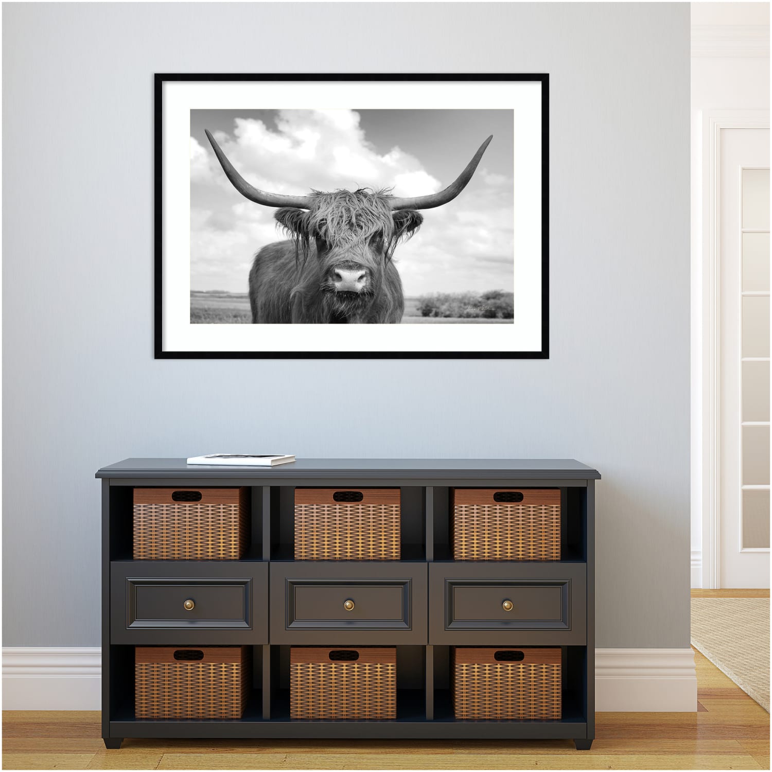 Amanti Art Highland Cow On the Ranch by Andre Eichman Wood Framed Wall Art Print, 30inH x 41inW, Black - Image 4