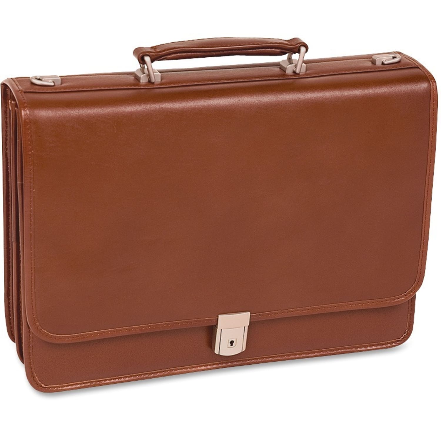 McKlein Lexington Leather Expandable Briefcase, Brown - Image 4