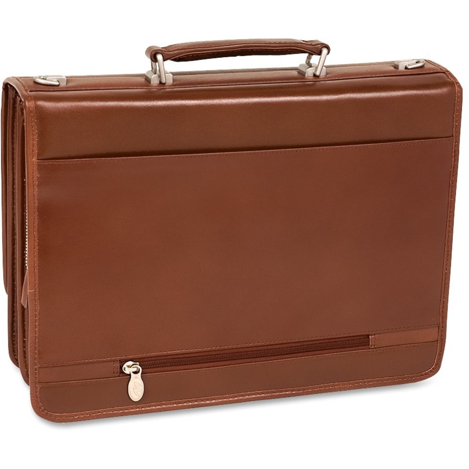 McKlein Lexington Leather Expandable Briefcase, Brown - Image 5