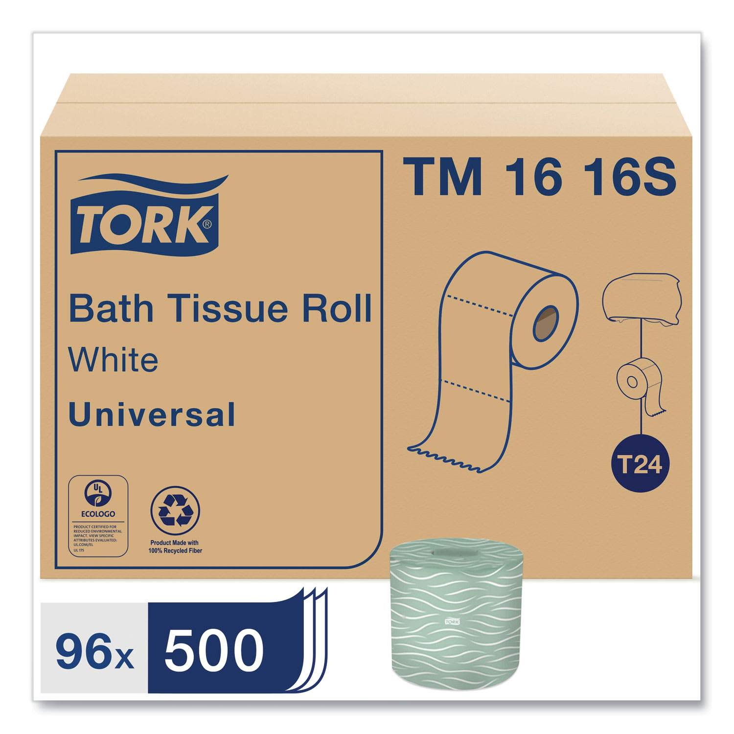 Tork Universal Bath Tissue Universal Bath Tissue, Septic Safe, 2-Ply, White, 500 Sheets/RL, 96 RL/CT - Image 3