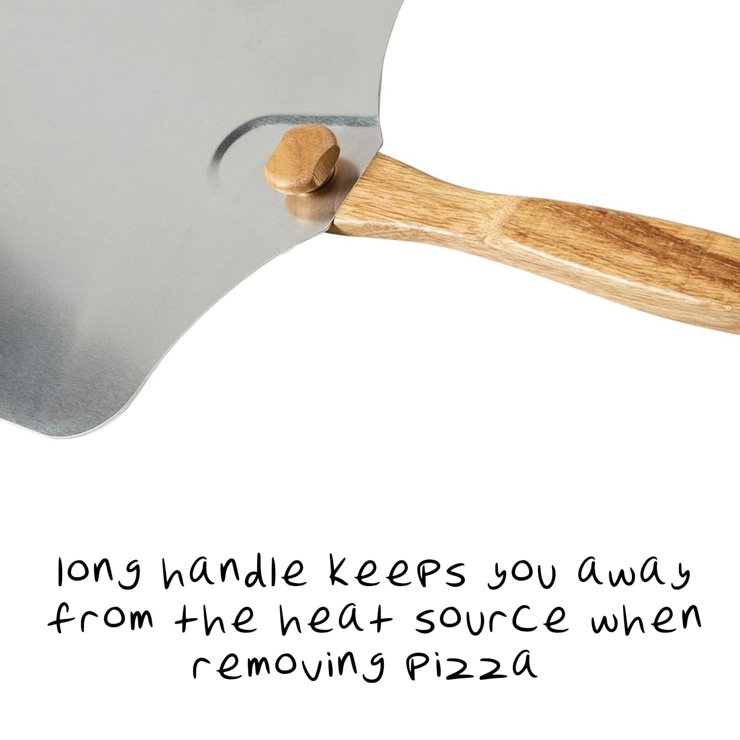 Old Stone Aluminum Pizza Peel With Folding Wood Handle, 14in x 16in, Silver - Image 5