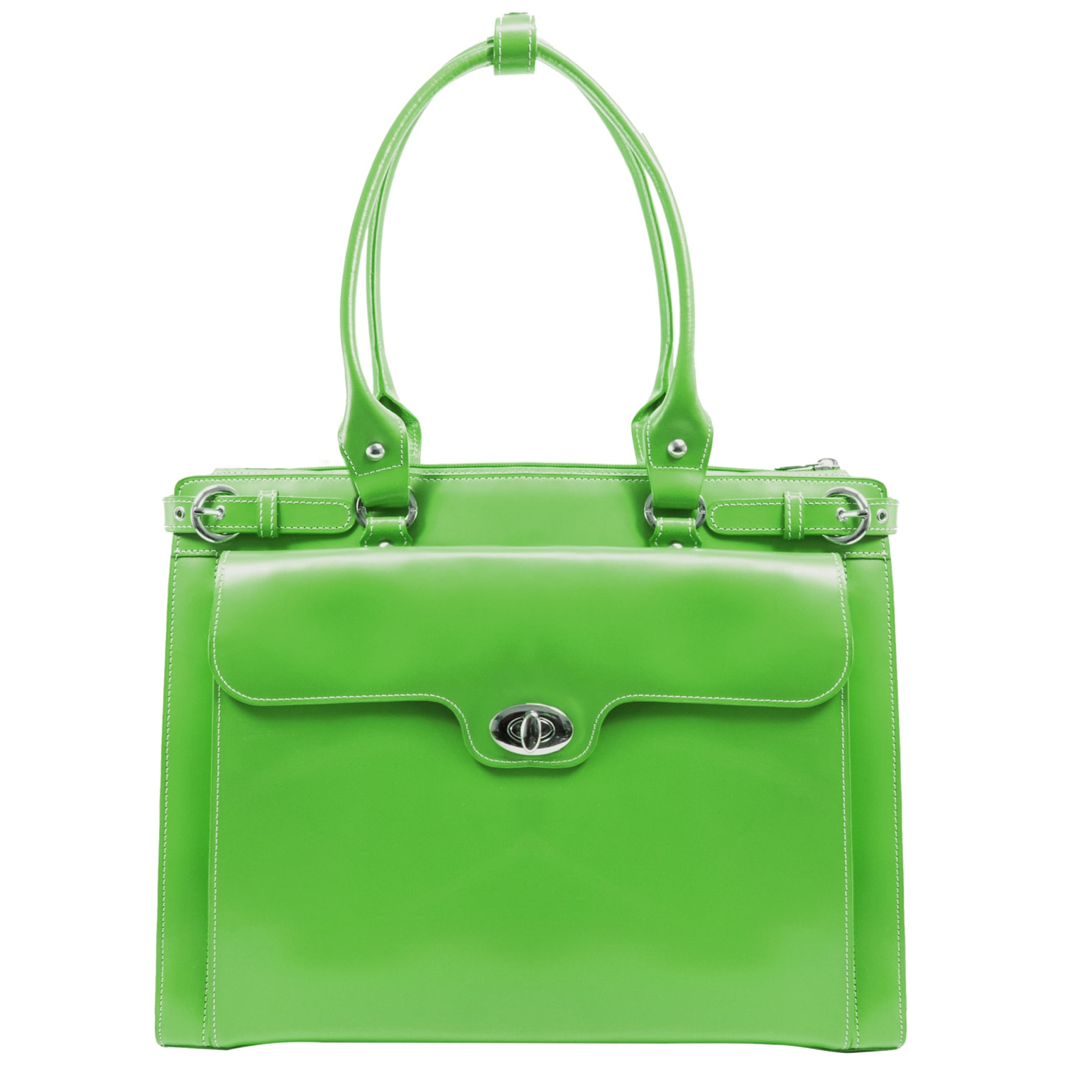 McKlein Winnetka Italian Leather Briefcase, Green - Image 3