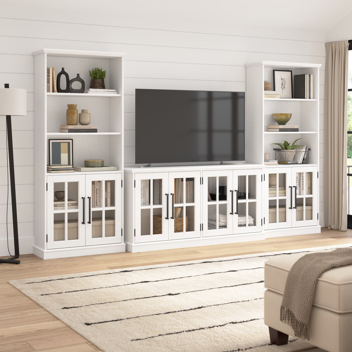 Bush Furniture Westbrook 60inW Sideboard With Hutch, White Ash, Standard Delivery - Image 3