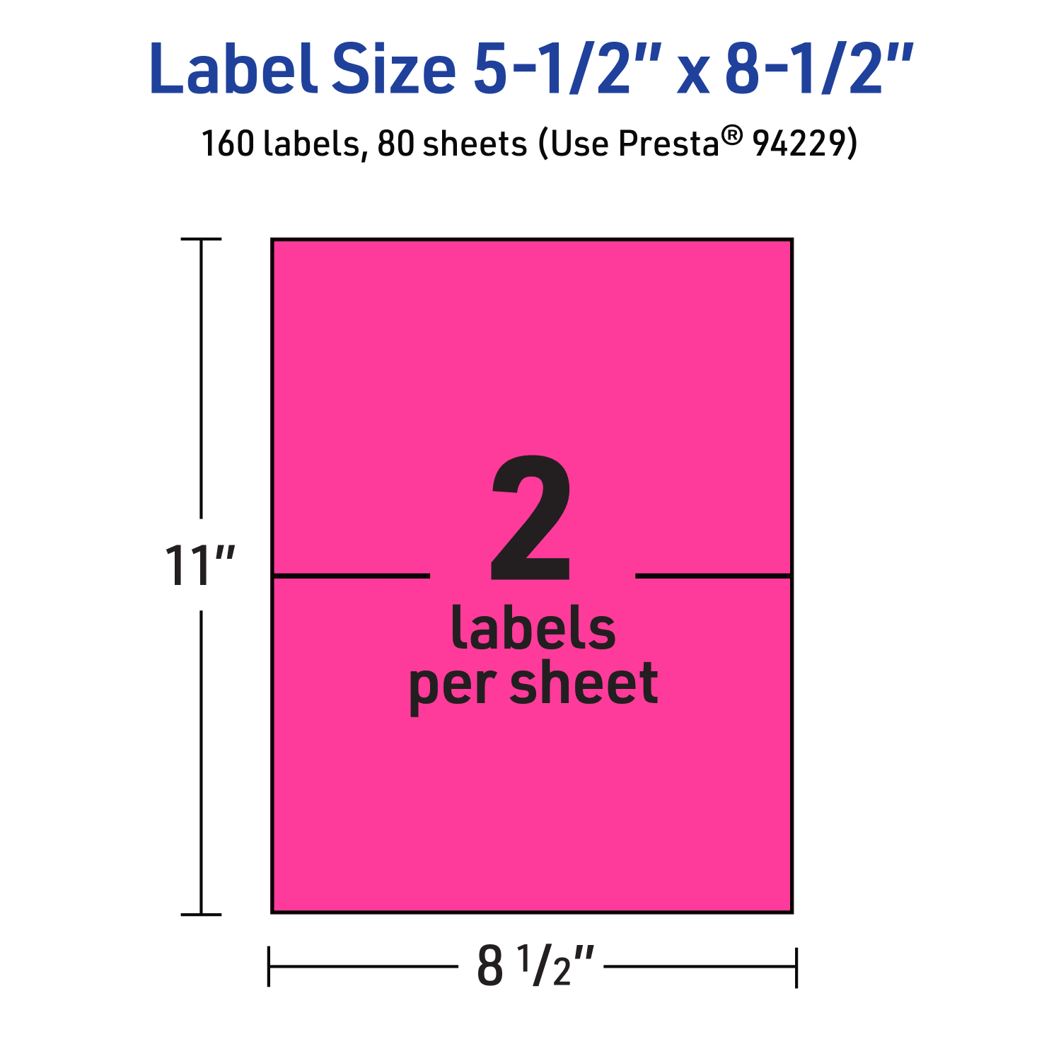 Avery Printable Labels, 94229-NMP80, Rectangle, 5-1/2in x 8-1/2in, Matte Neon Magenta, Pack of 160 - Image 6