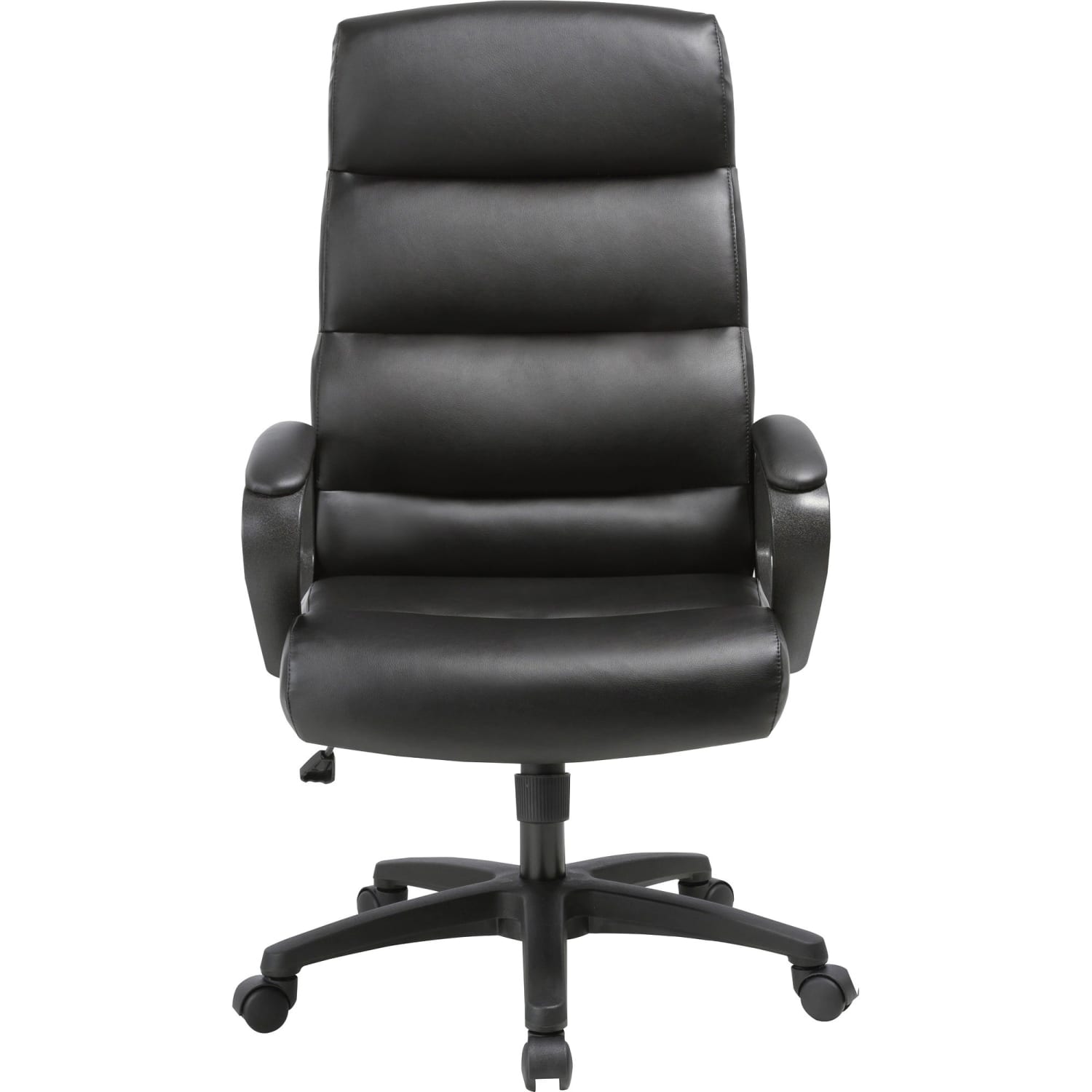 Lorell SOHO Ergonomic Bonded Leather High-Back Chair, Modern Stitch, Black - Image 6