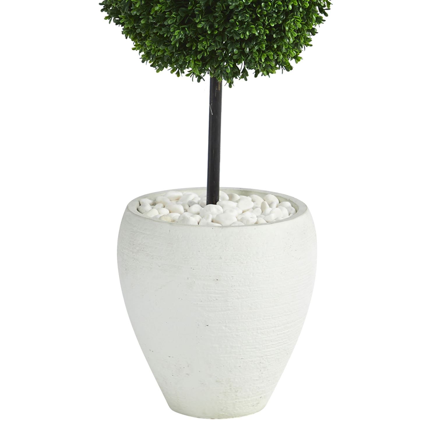 Nearly Natural Boxwood Double Ball Topiary 4'H Artificial Tree With Planter, 48inH x 10inW x 10inD, Green/White - Image 4