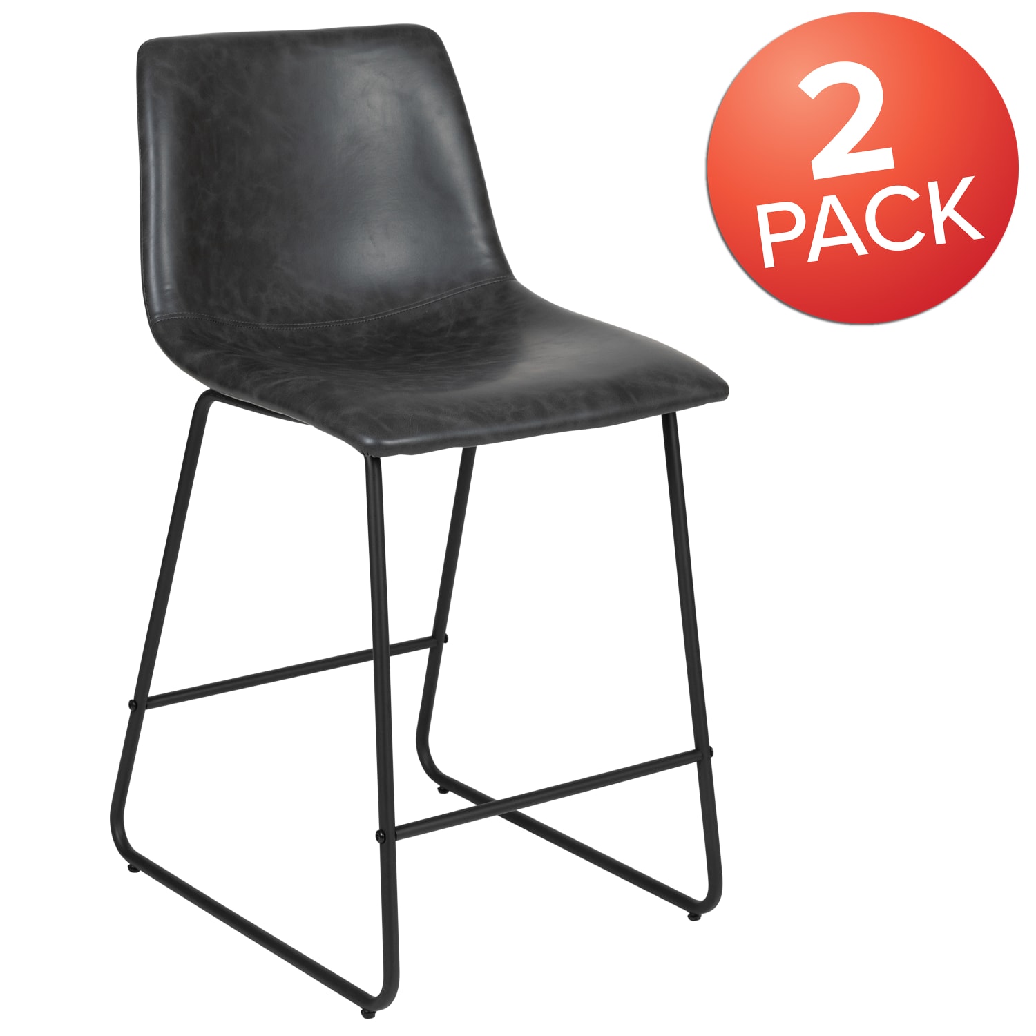 Flash Furniture LeatherSoft™ Faux Leather CounterHeight Bar Stools Gray Set Of 2 Stools PopularChairscom Flash Furniture LeatherSoft™ Faux Leather Counter Height Bar Stools Gray Set Of 2 Stools PopularChairscom