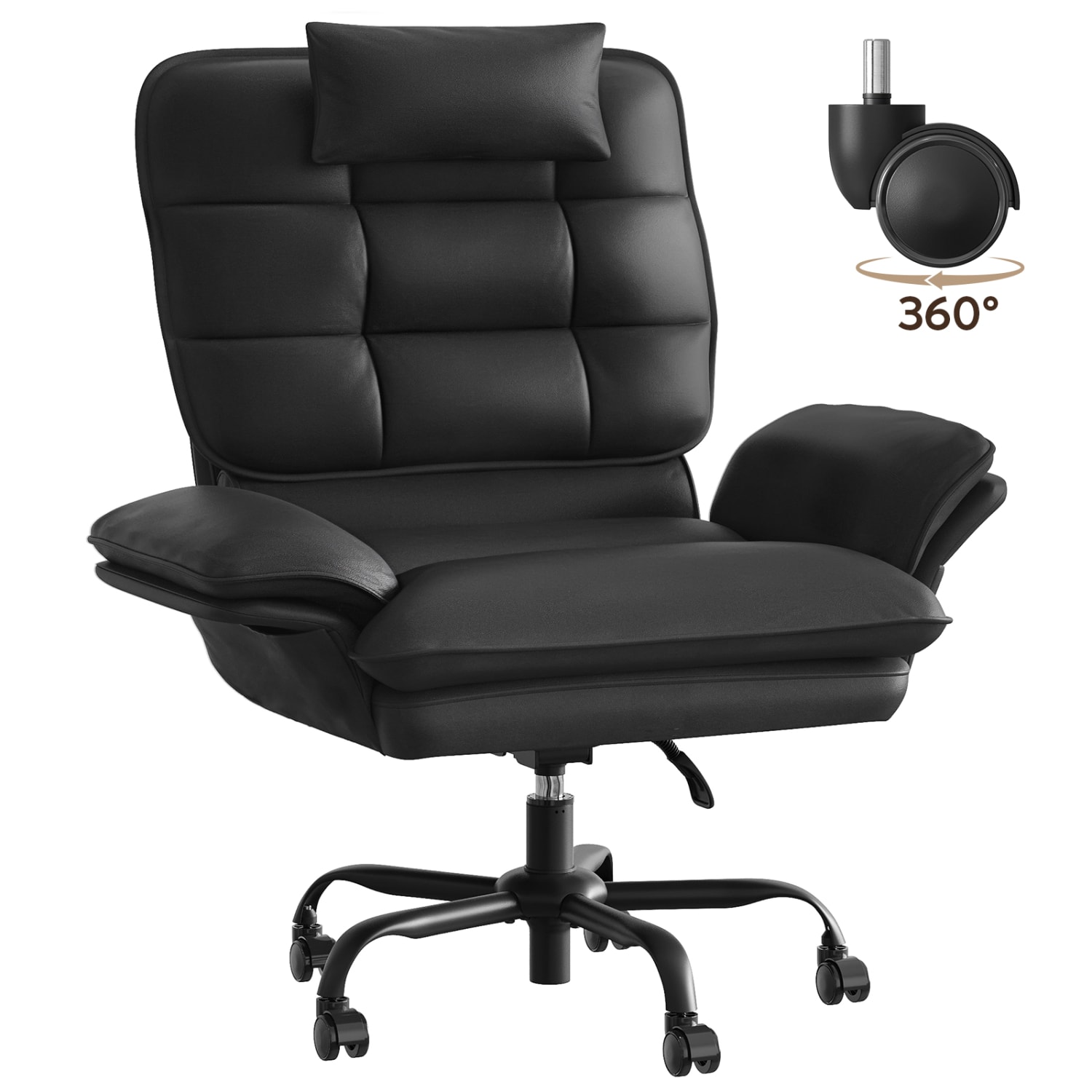 Bestier Ergonomic PU Leather High-Back Swivel Executive Office Chair, Black - Image 12