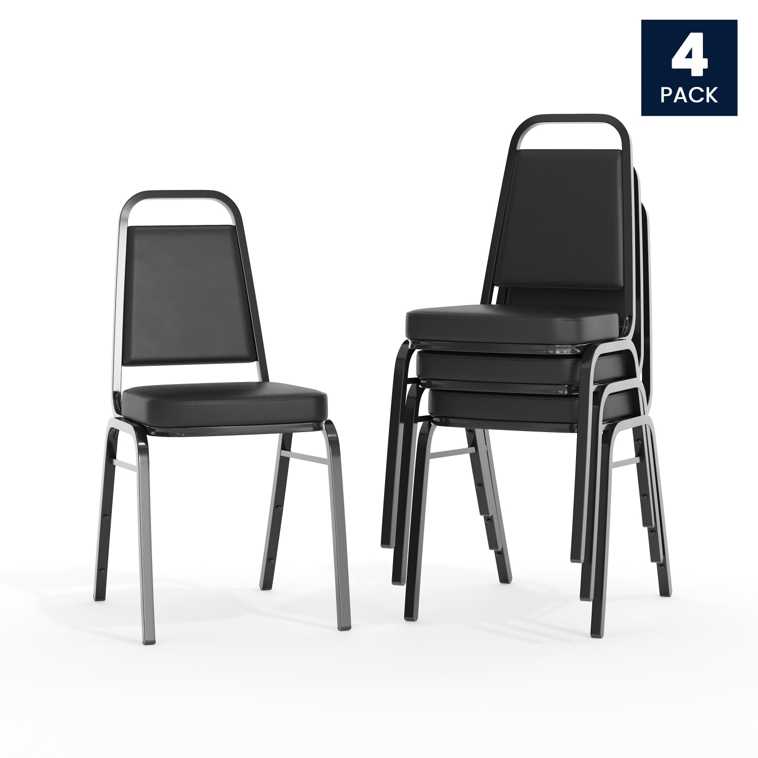 Flash Furniture HERCULES Series Trapezoidal Back Stacking Banquet Chairs Black Pack Of 4 Chairs PopularChairscom