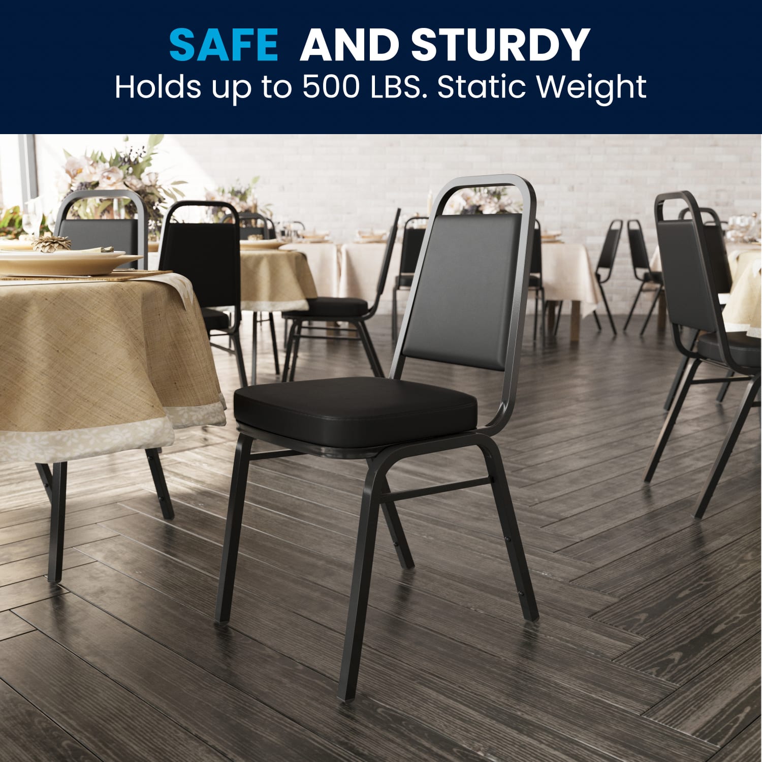Flash Furniture HERCULES Series Trapezoidal Back Stacking Banquet Chairs Black Pack Of 4 Chairs PopularChairscom