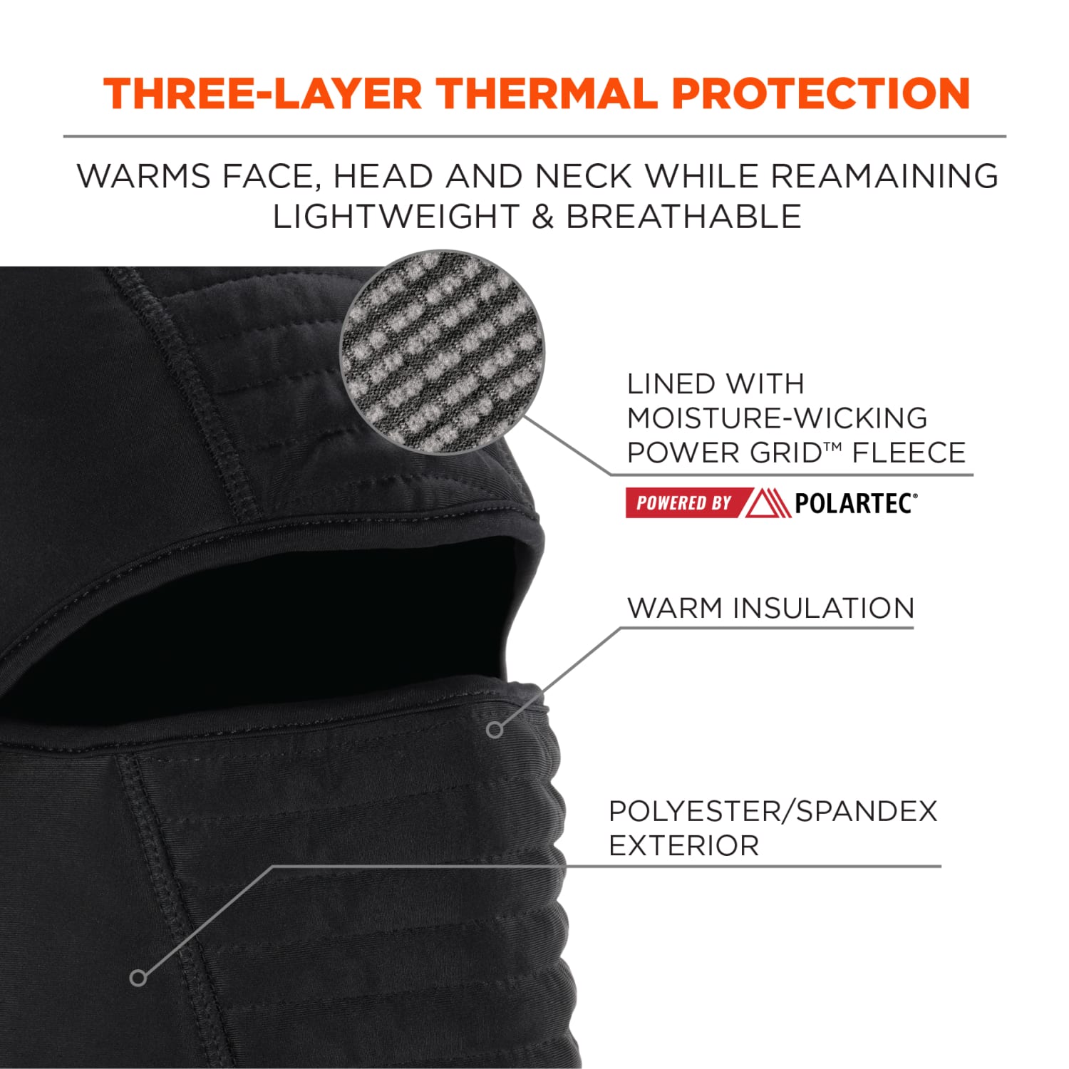 Ergodyne N-Ferno 6955 Insulated Balaclava 3-Layer Face Mask, Black - Image 4