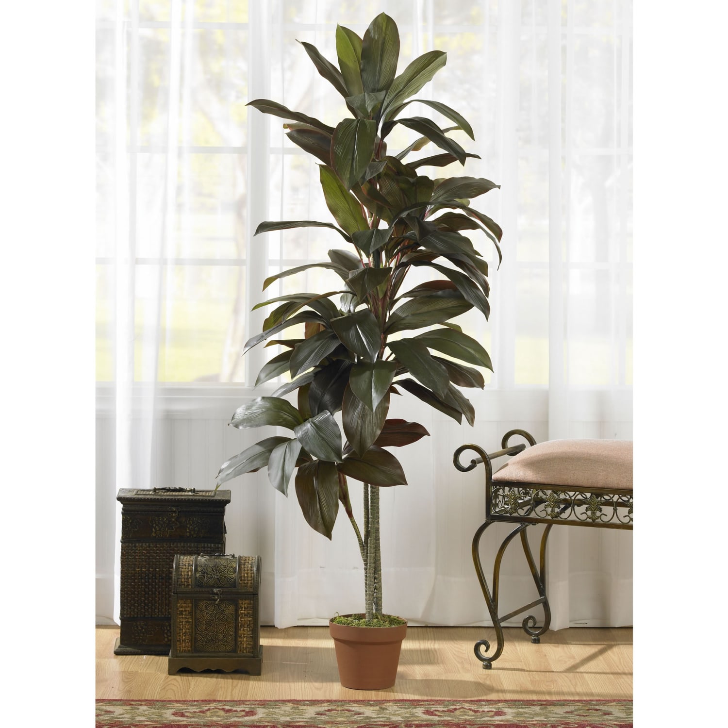 Nearly Natural 5ftH Real-Touch Silk Cordyline Plant With Pot, Green - Image 3