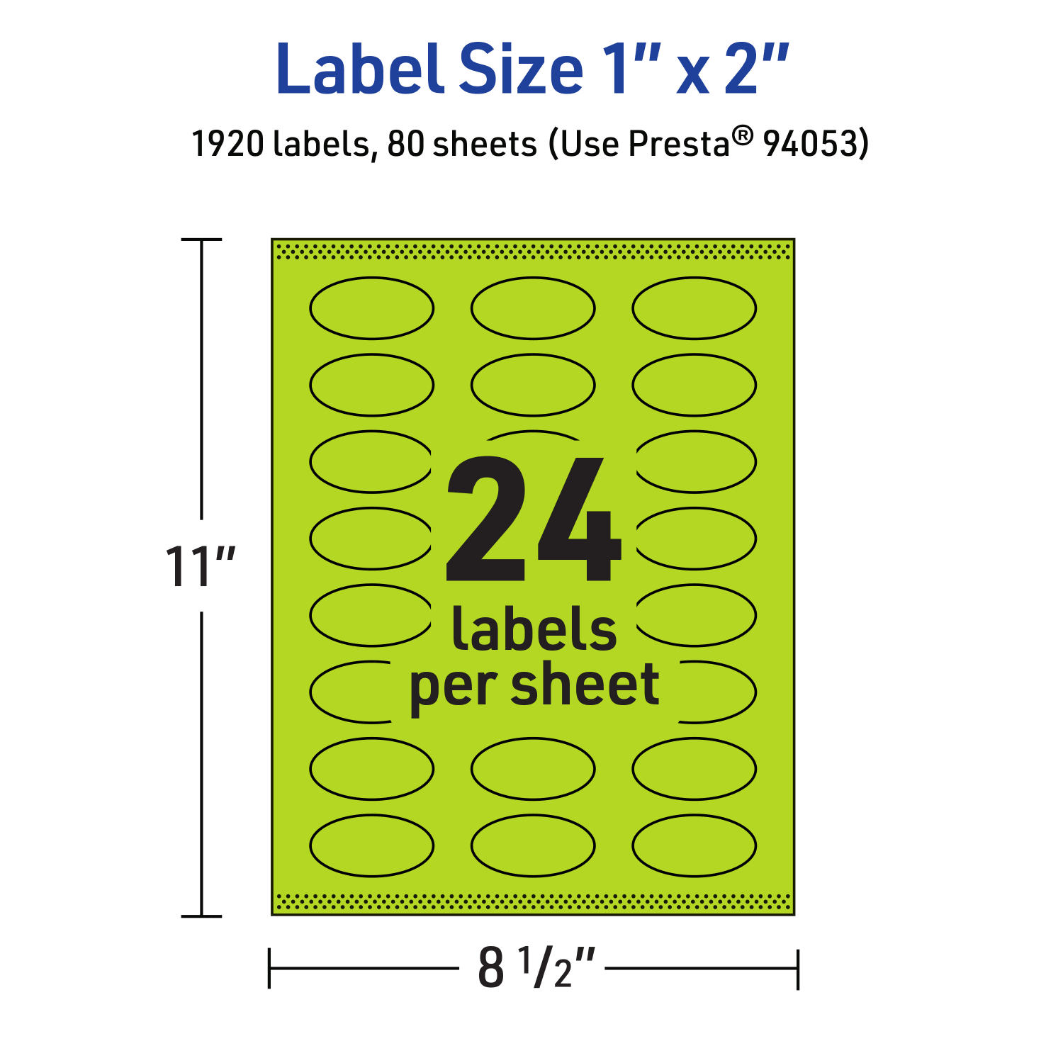Avery Print-To-The-Edge Labels With Sure Feed Technology And Easy Peel Label Feature, 94053-BGP80, Oval, 1in x 2in, Matte Bright Green, Pack of 1920 - Image 6
