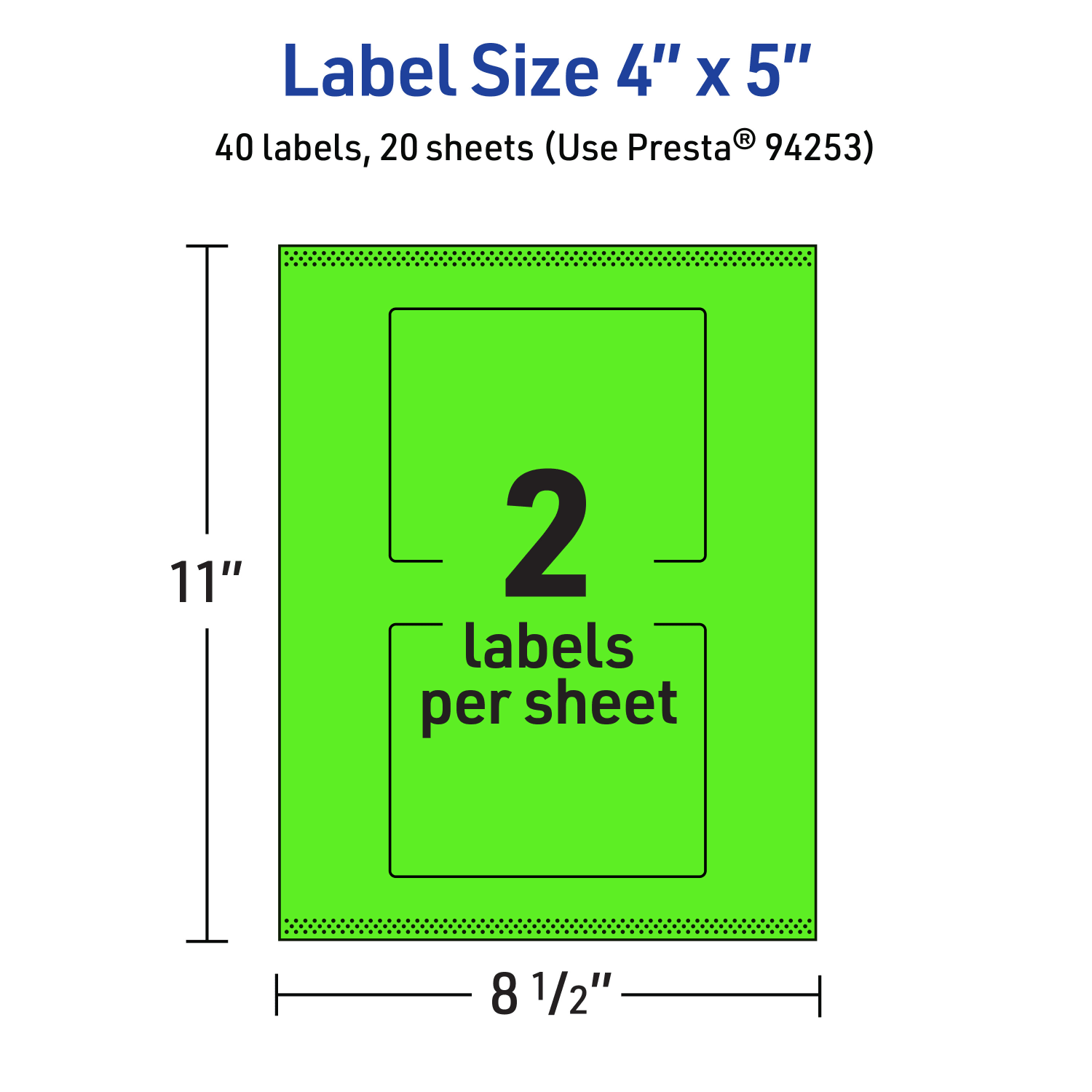 Avery Print-To-The-Edge Labels With Sure Feed Technology, 94253-NGP20, Rectangle, 4in x 5in, Matte Neon Green, Pack of 40 - Image 6