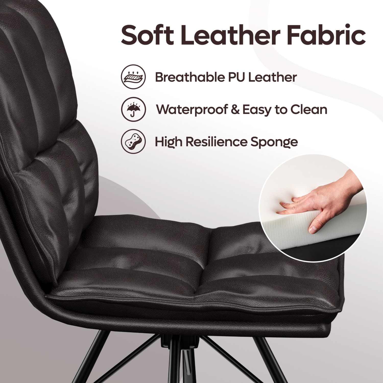Bestier Ergonomic Faux Leather Low-Back Executive Office Chair, Black - Image 4