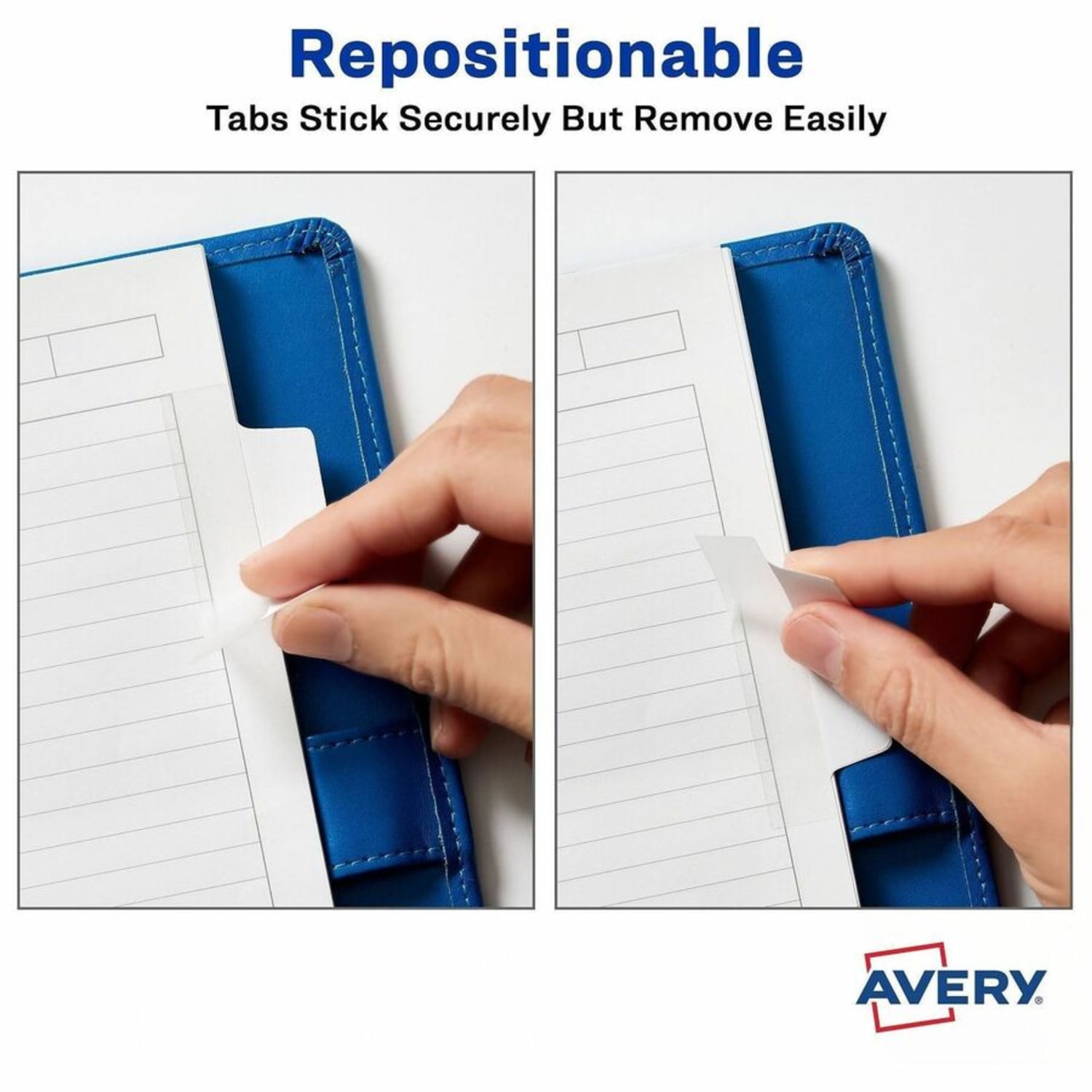 Avery Ultra Tabs Repositionable Margin Tabs - 24 Tab(s) - 6 Tab(s)/Set - Clear Film, White Paper Tab(s) - 24 / Pack - Image 4