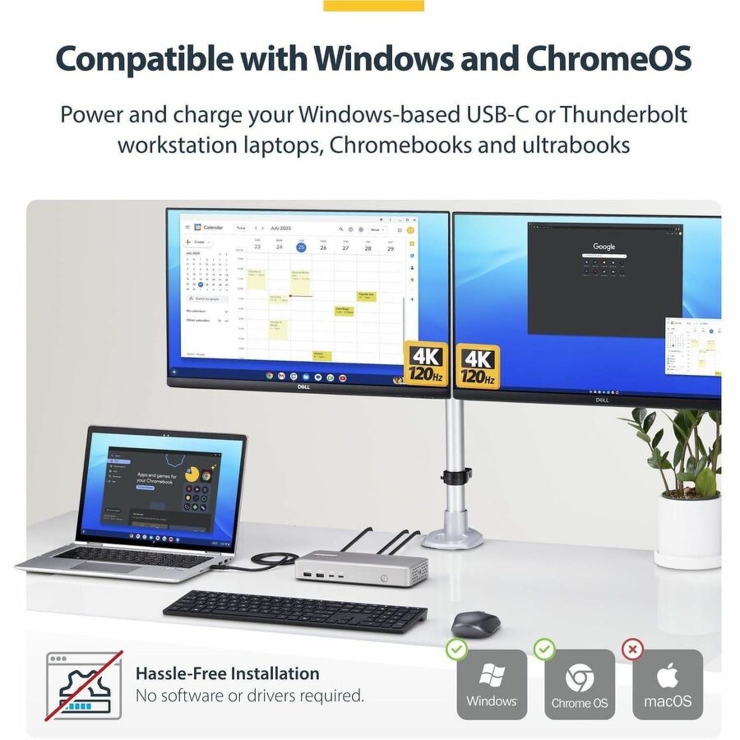 StarTech Dual-Monitor USB4 Docking Station, Dual 4K 120Hz or Single 8K 60Hz HDMI, 100W Laptop Charging, 2.5GbE, 155NAUSB4DOCK - Image 5