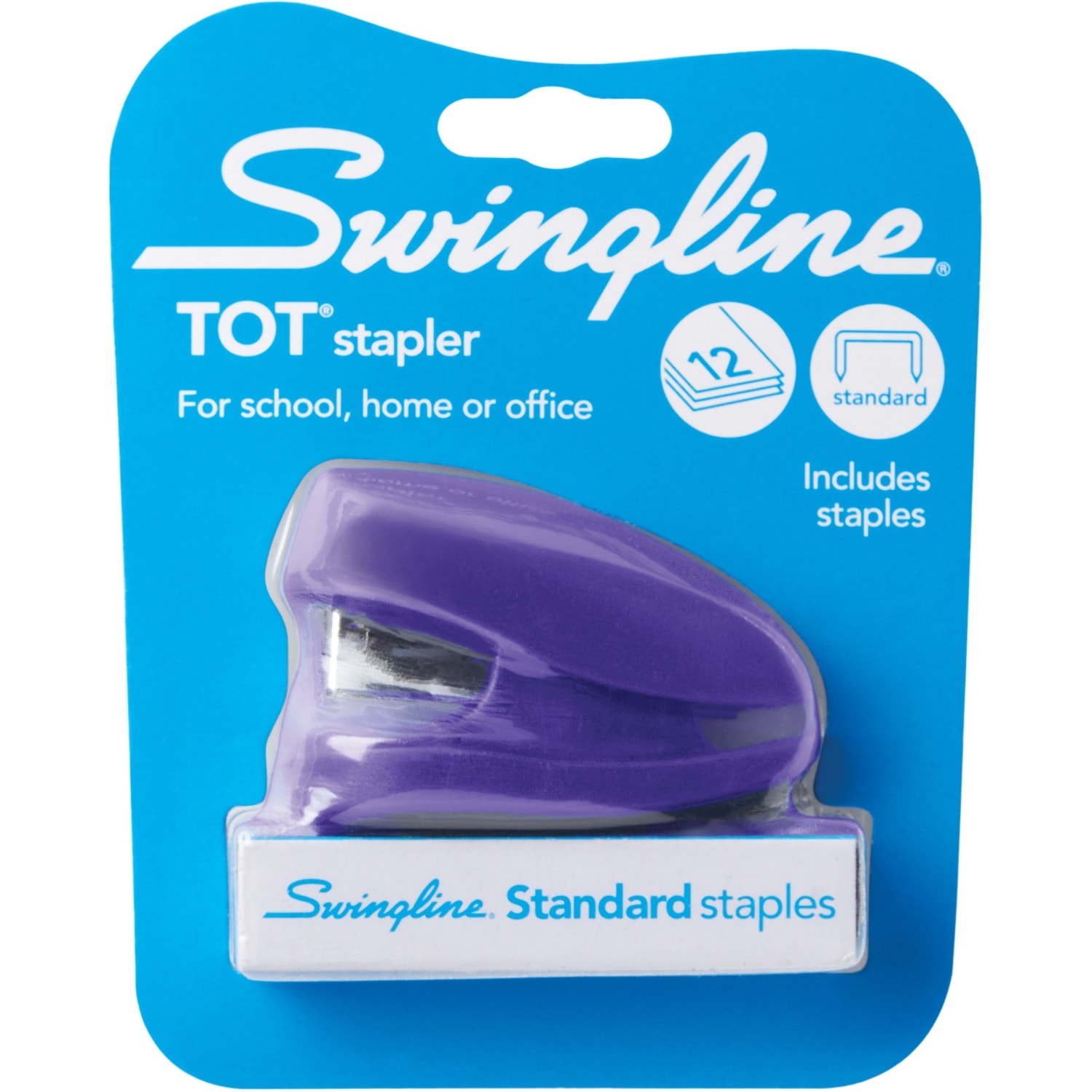 Swingline Tot Stapler, Built-in Staple Remover, 12 Sheets, Purple - 12 Sheets Capacity - 50 Staple Capacity - Mini - 1/4in Staple Size - Purple - Image 4