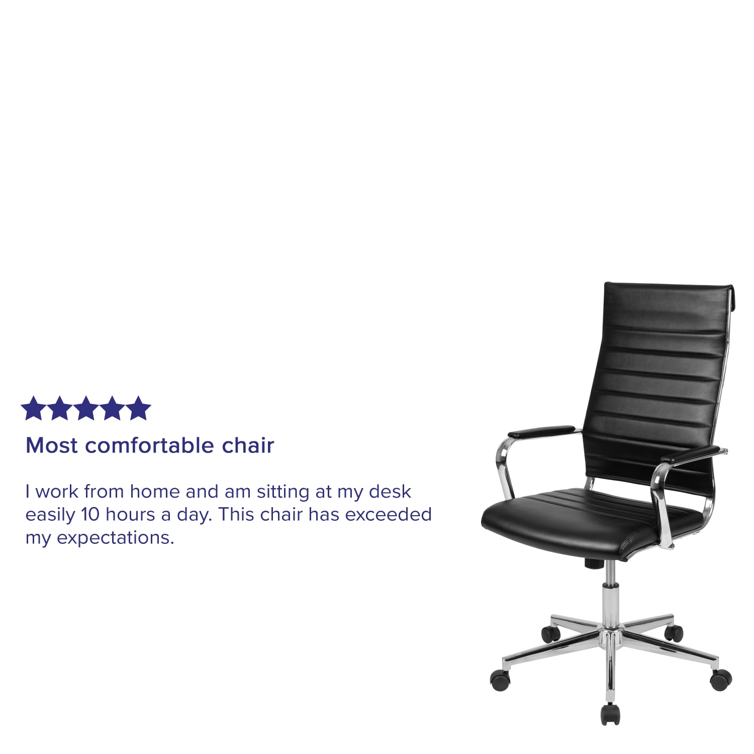 Flash Furniture LeatherSoft Faux Leather High-Back Executive Office Chair, Black, BT20595H1BK - Image 6