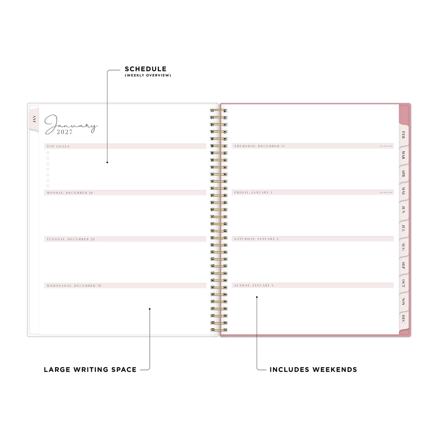2027 Blue Sky Peony Weekly/Monthly Planning Calendar, 8.5x11, 0%, Clear PET, Jan-Dec, RY27 - Image 3